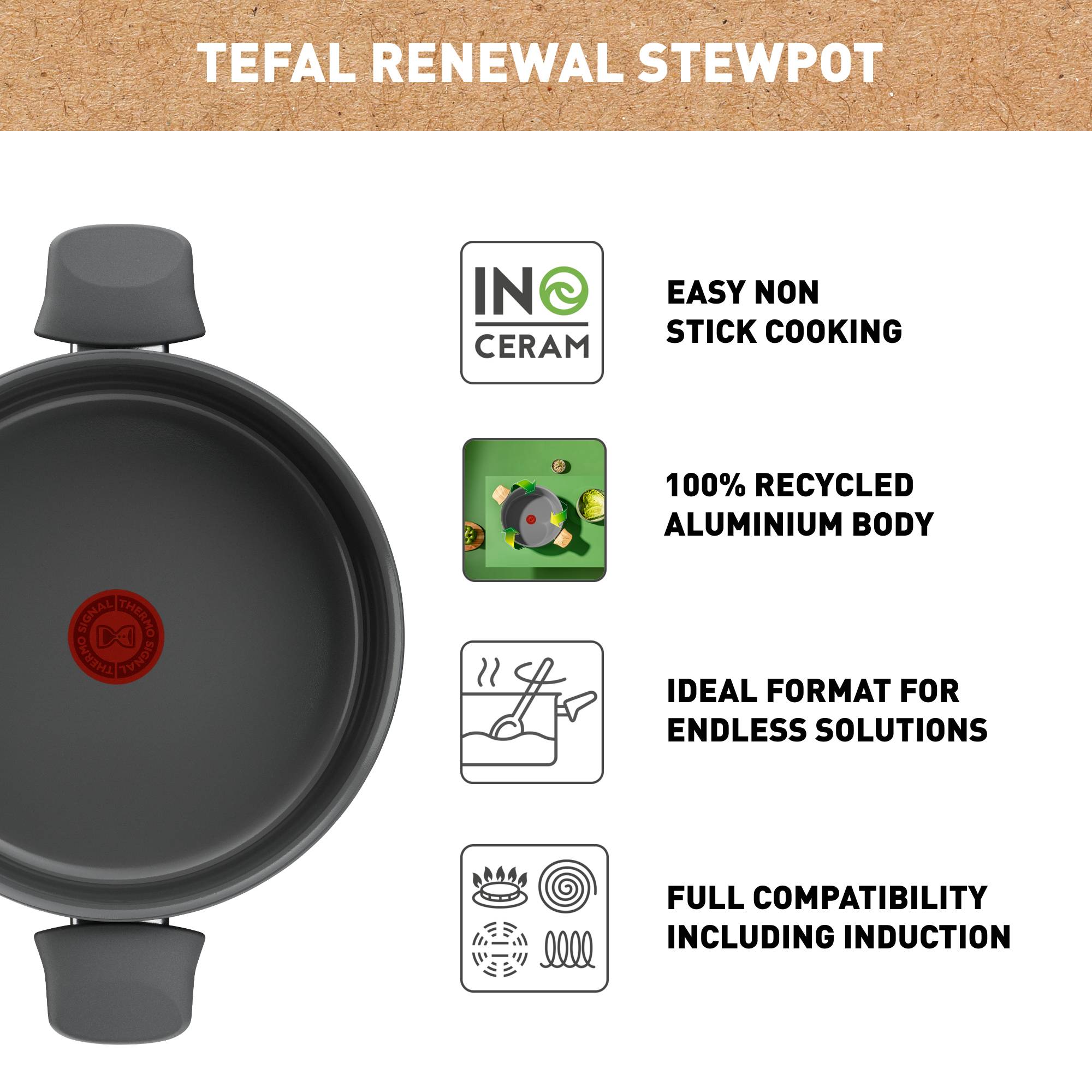 Garnek  Tefal Renewal 24cm (4,5l)+pokrywka