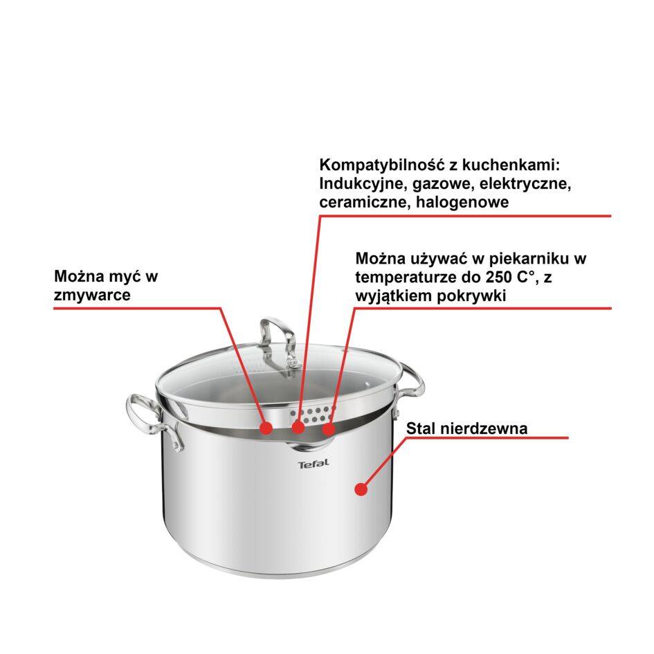 Garnek wysoki, Tefal Duetto+, 10L, 28cm, pokrywka