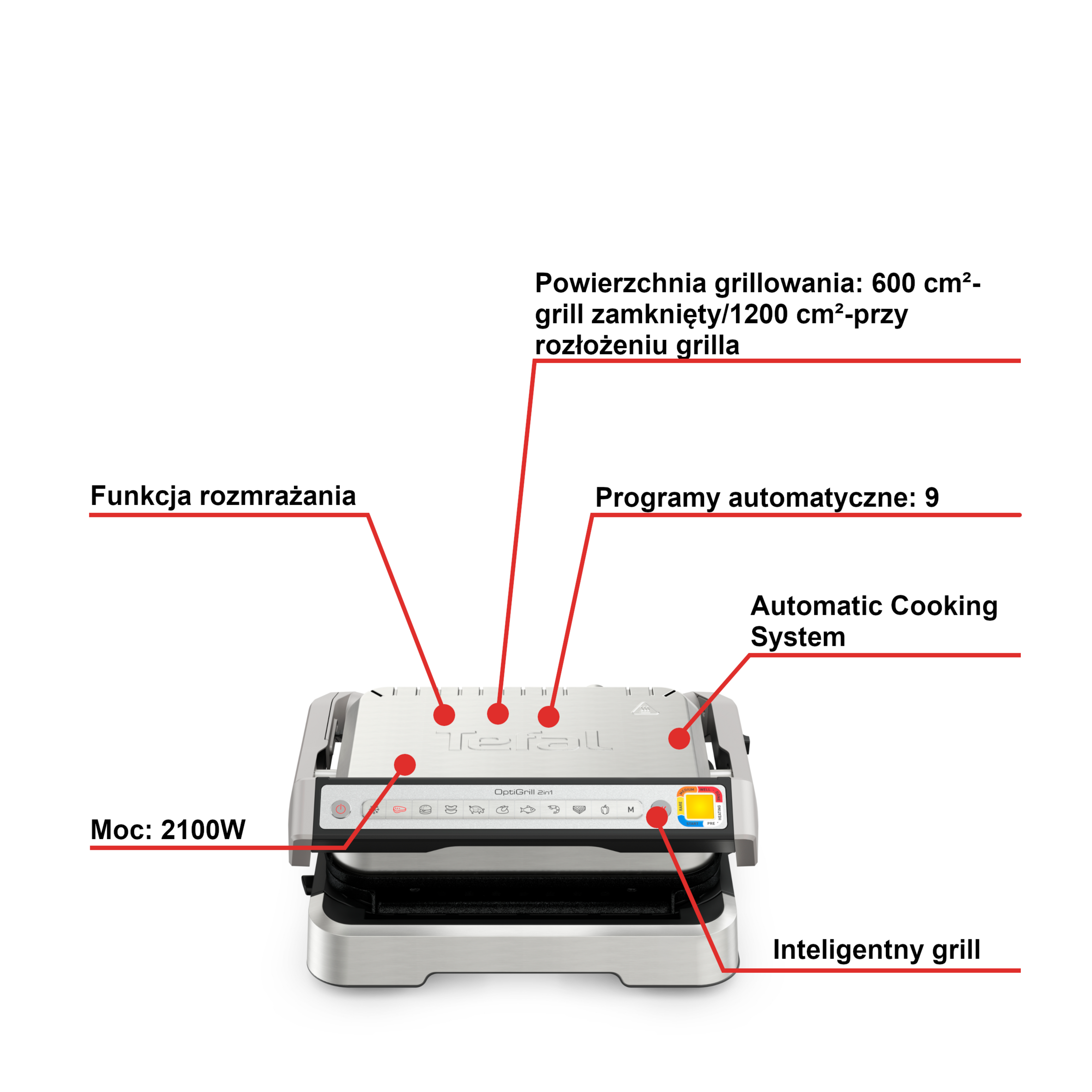 Grill elektryczny TEFAL OPTIGRILL GC772D