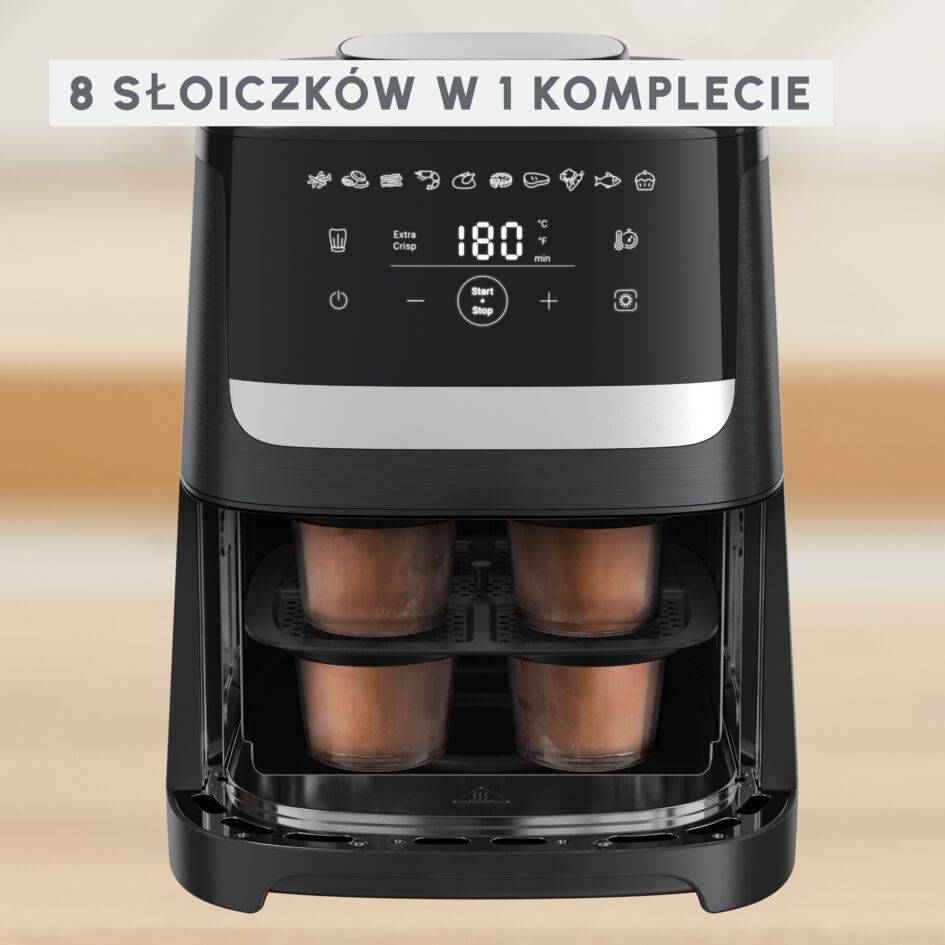 Szklane słoiki, zestaw 8 sztuk, kompatybilne z frytkownicą beztłuszczową Easy Fry Silence 5L