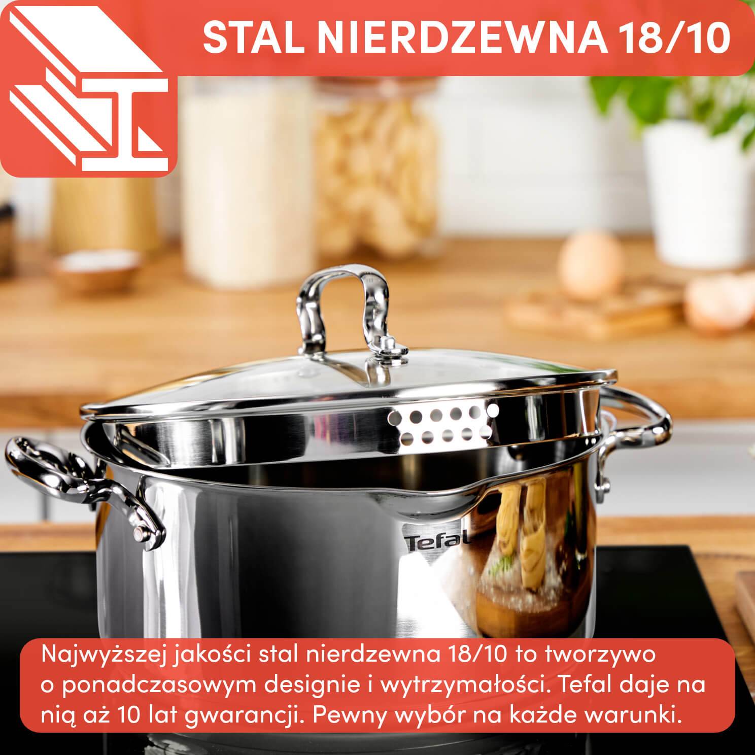Zestaw garnków, Tefal Duetto+, 7 elementów, stal nierdzewna, pokrywki