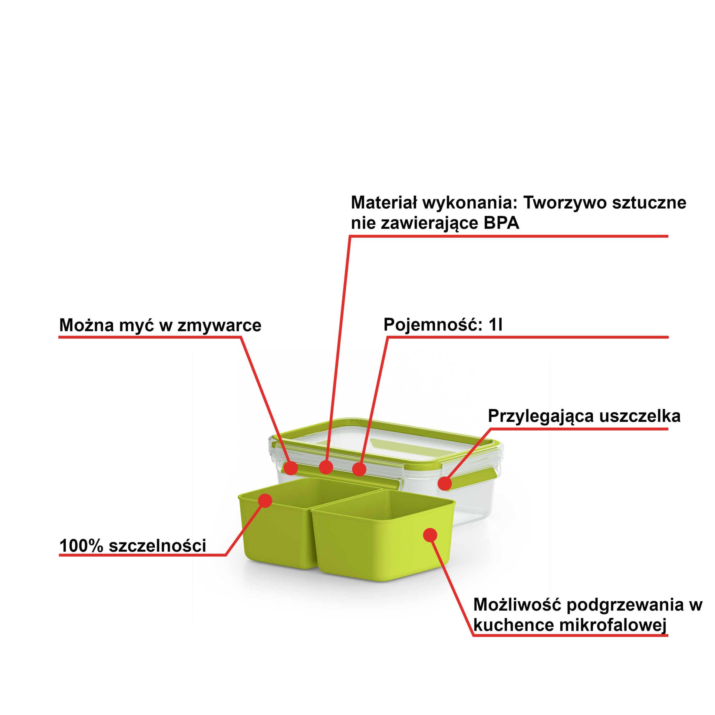 Pojemnik lunchbox TEFAL MASTERSEAL&GO 1L