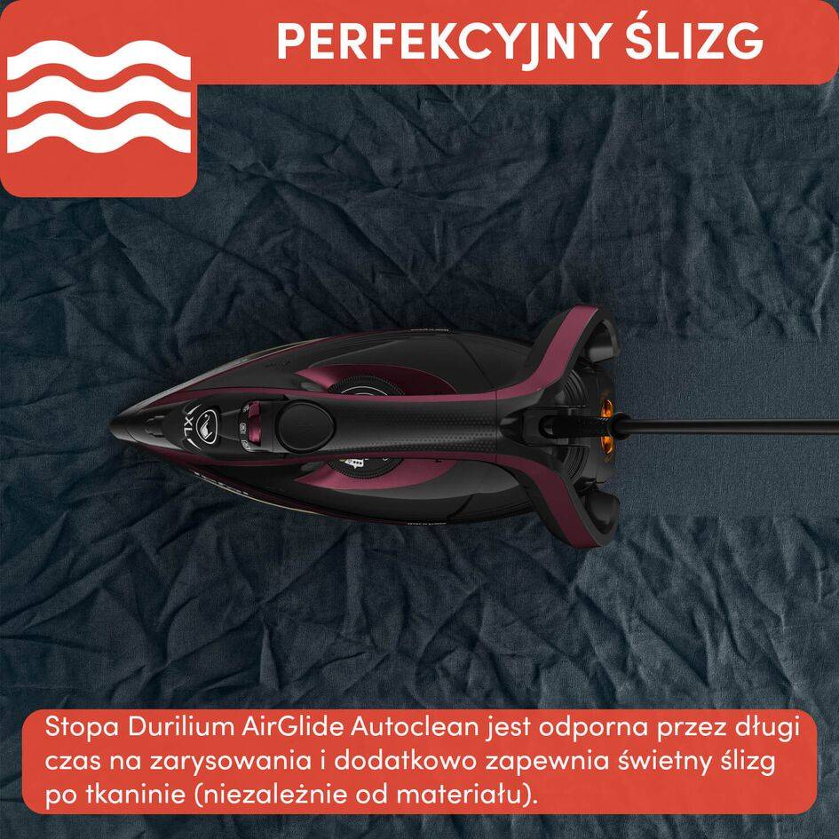 Żelazko parowe, Tefal Puregliss, 3000 W, system antywapienny, strażak