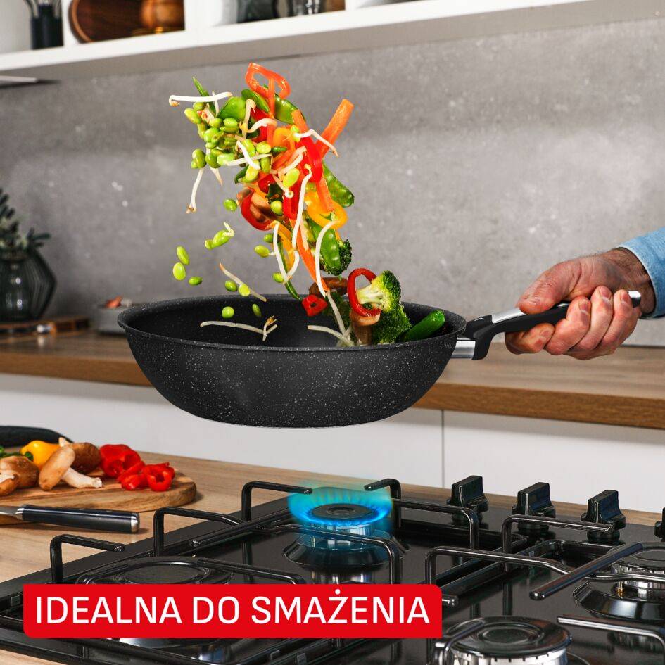 Patelnia Wok Expertise+ 28 cm, wysokowydajna powłoka nieprzywierająca, kompatybilna z indukcją, dla 4-5 osób