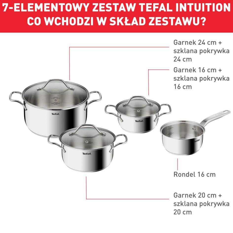 Zestaw garnków TEFAL INTUITION - 7 elementów