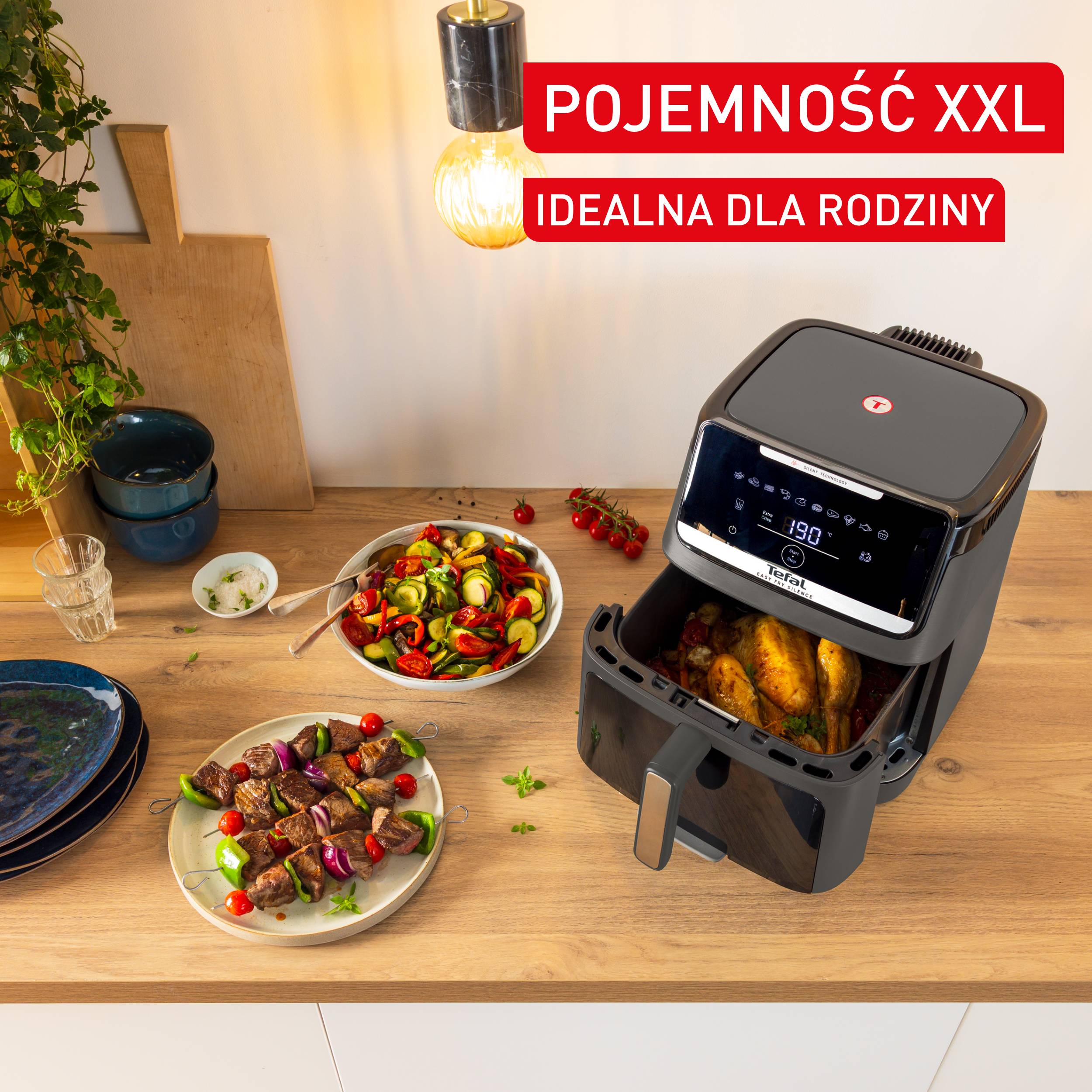 Frytkownica beztłuszczowa, Tefal Easy Fry Silence 7 L, cicha i kompaktowa, ze zdejmowanym frontem
