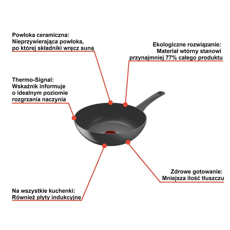 Patelnia ceramiczna wok TEFAL RENEWAL 28cm