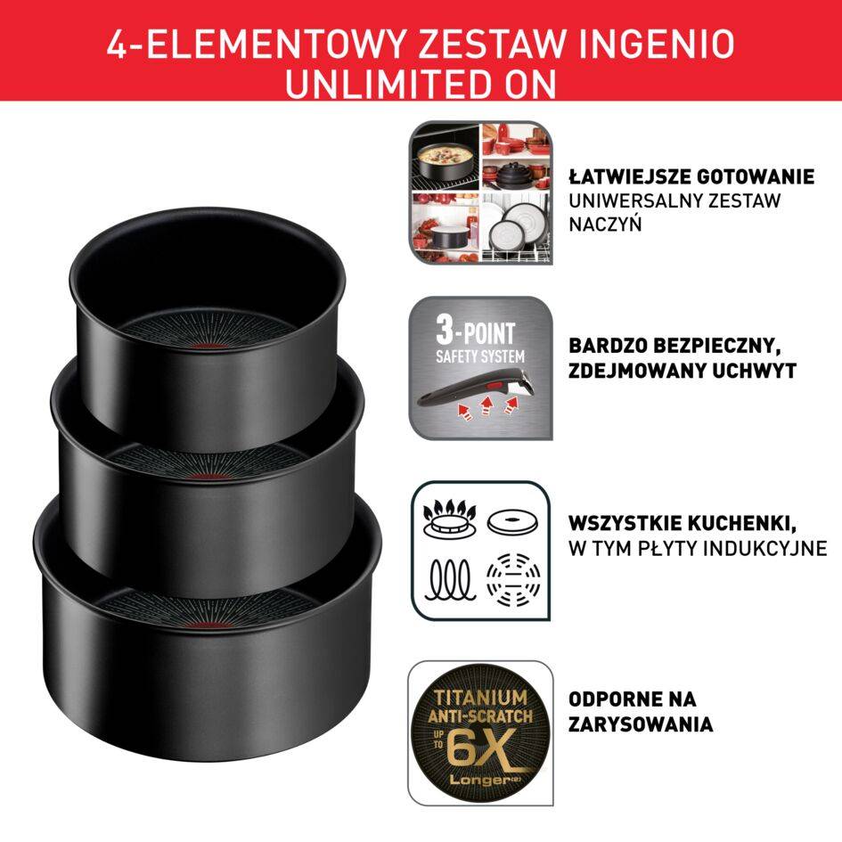 Zestaw garnków TEFAL INGENIO UNLIMITED ON - 4 elementy