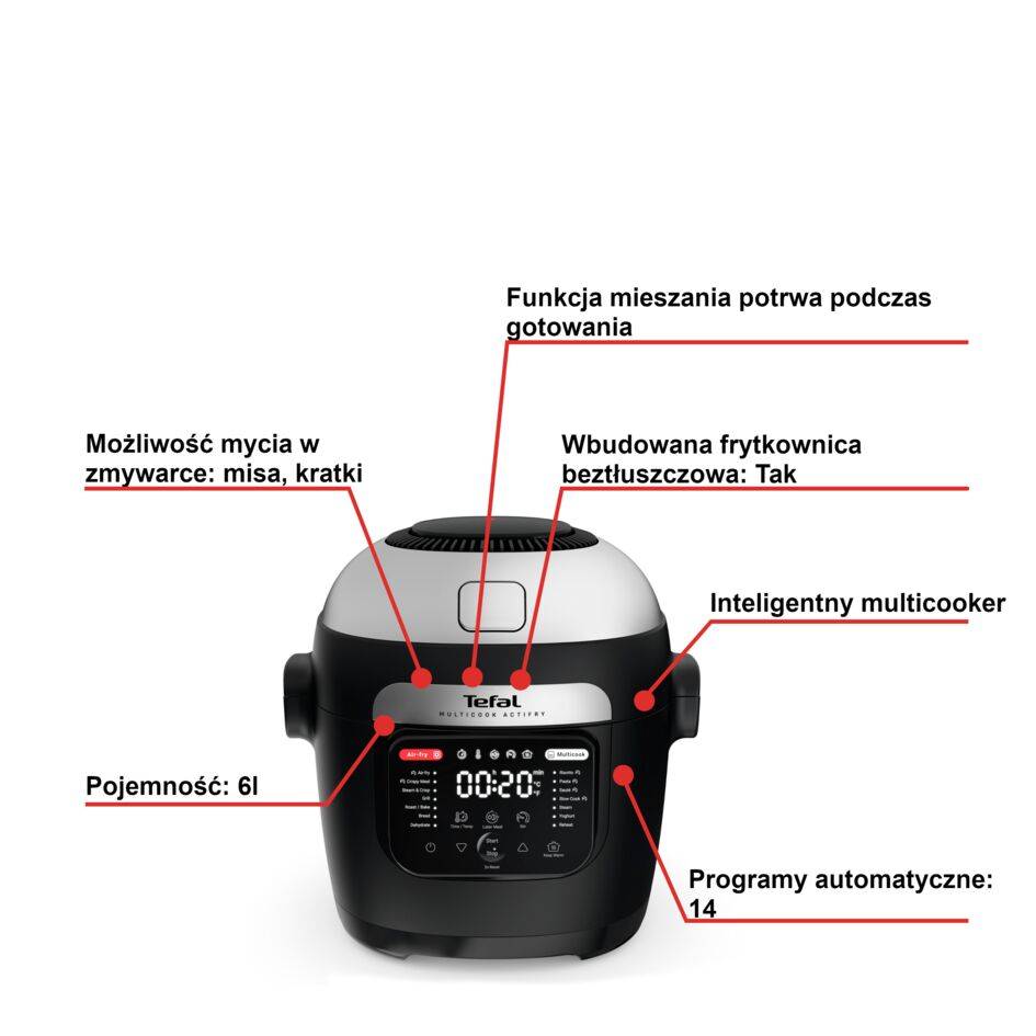 Frytkownica beztłuszczowa i multicooker airfryer TEFAL ACTIFRY MY741C