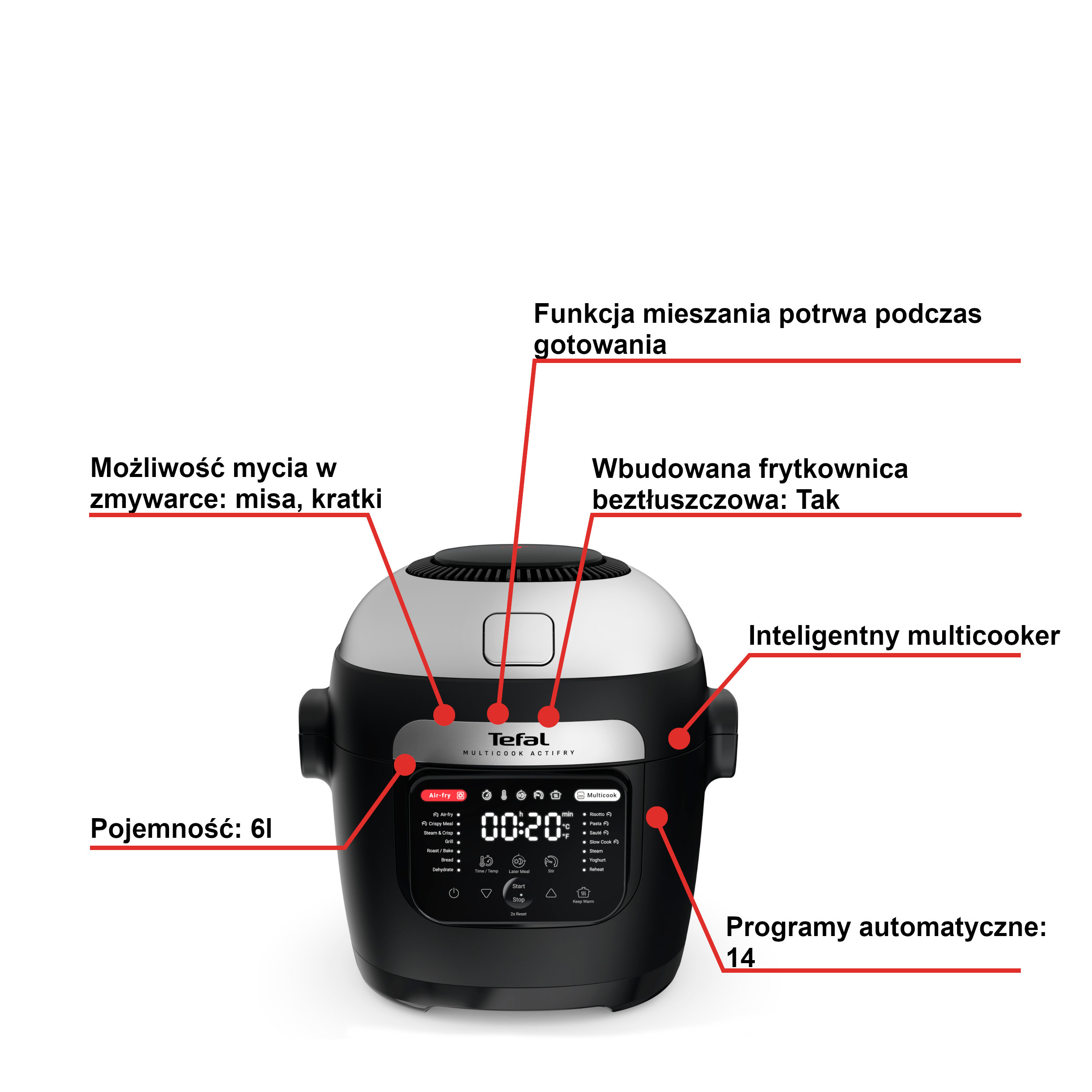 Frytkownica beztłuszczowa i multicooker airfryer TEFAL ACTIFRY MY741C