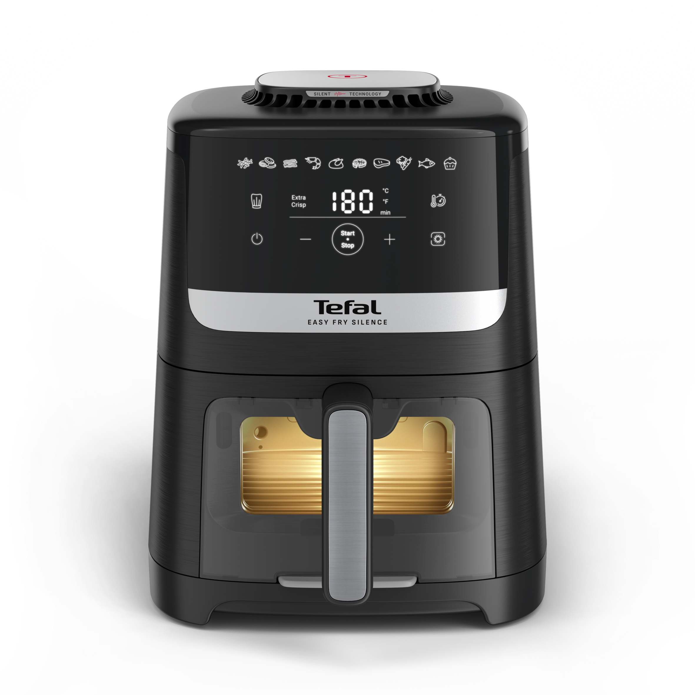 Easy Fry Silence z okienkiem podglądu, frytkownica beztłuszczowa, 5 L, technologia Silent, czarny