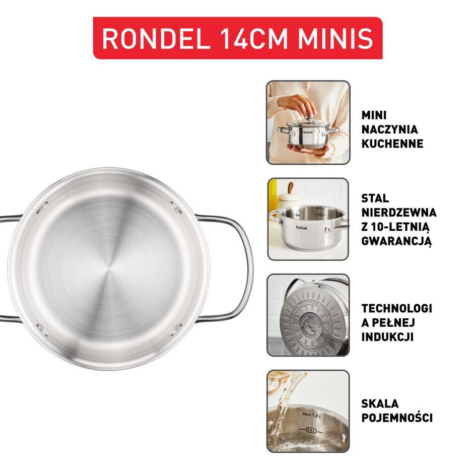 Garnek, Tefal Minis, 1L,14cm, pokrywka
