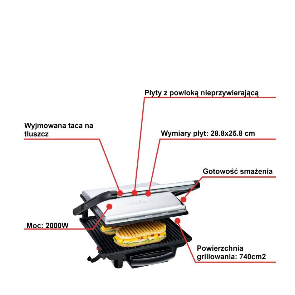 Grill elektryczny TEFAL INICIO PANINI GC241D