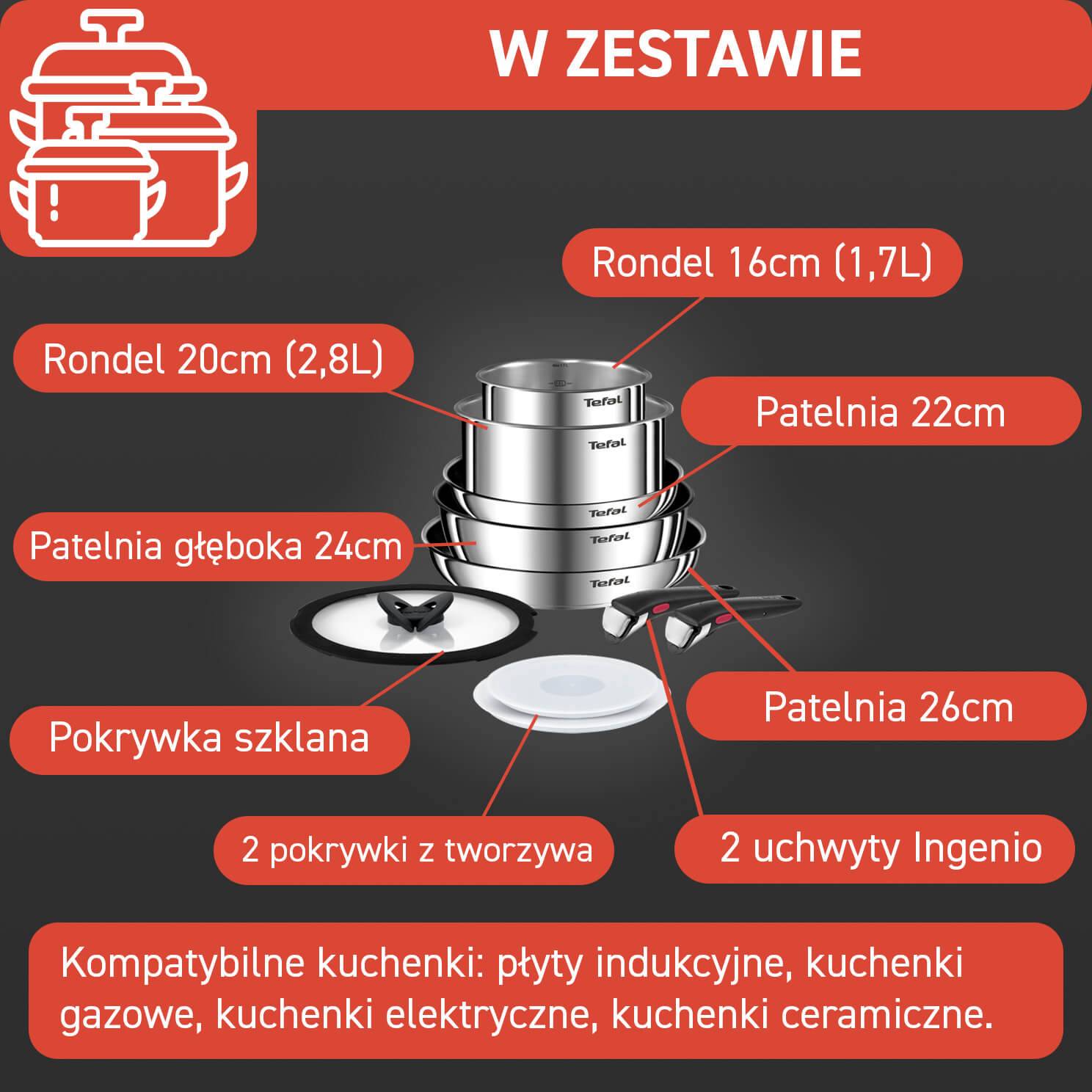 Zestaw patelni i garnków TEFAL INGENIO EMOTION - 10 elementów