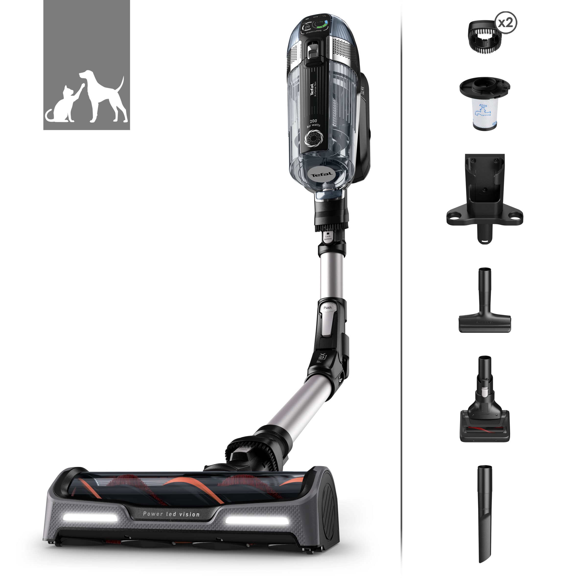 Odkurzacz bezprzewodowy, Tefal X-Force Flex 14.60, 200 AW, 70 min, automatyczny