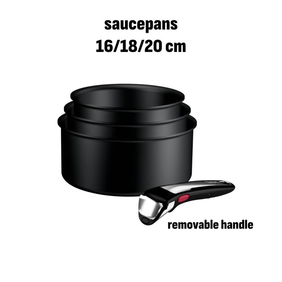 Rondle Ingenio Excellence+ 16/18/20 cm, możliwość układania w stos, powłoka nieprzywierająca, kompatybilne z indukcją