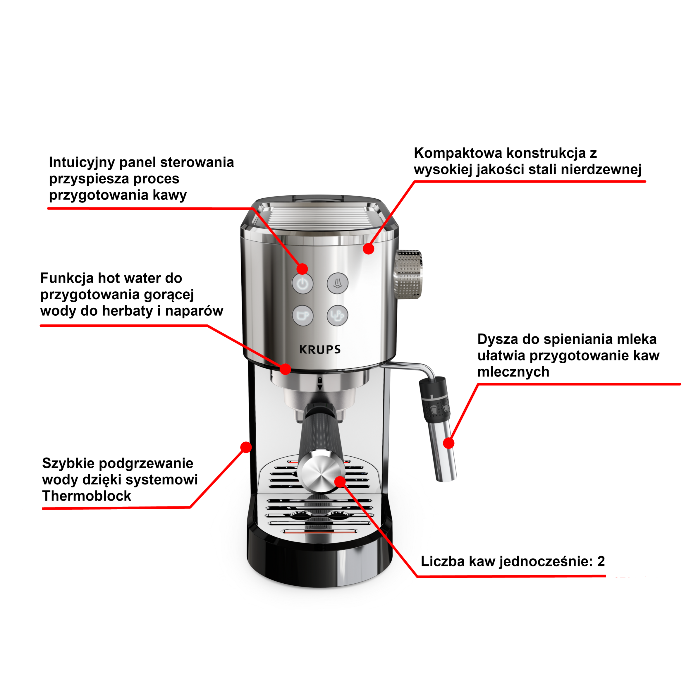 Ekspres kolbowy KRUPS VIRTUOSO+ XP444C