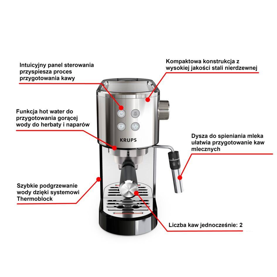 Ekspres kolbowy KRUPS VIRTUOSO+ XP444C