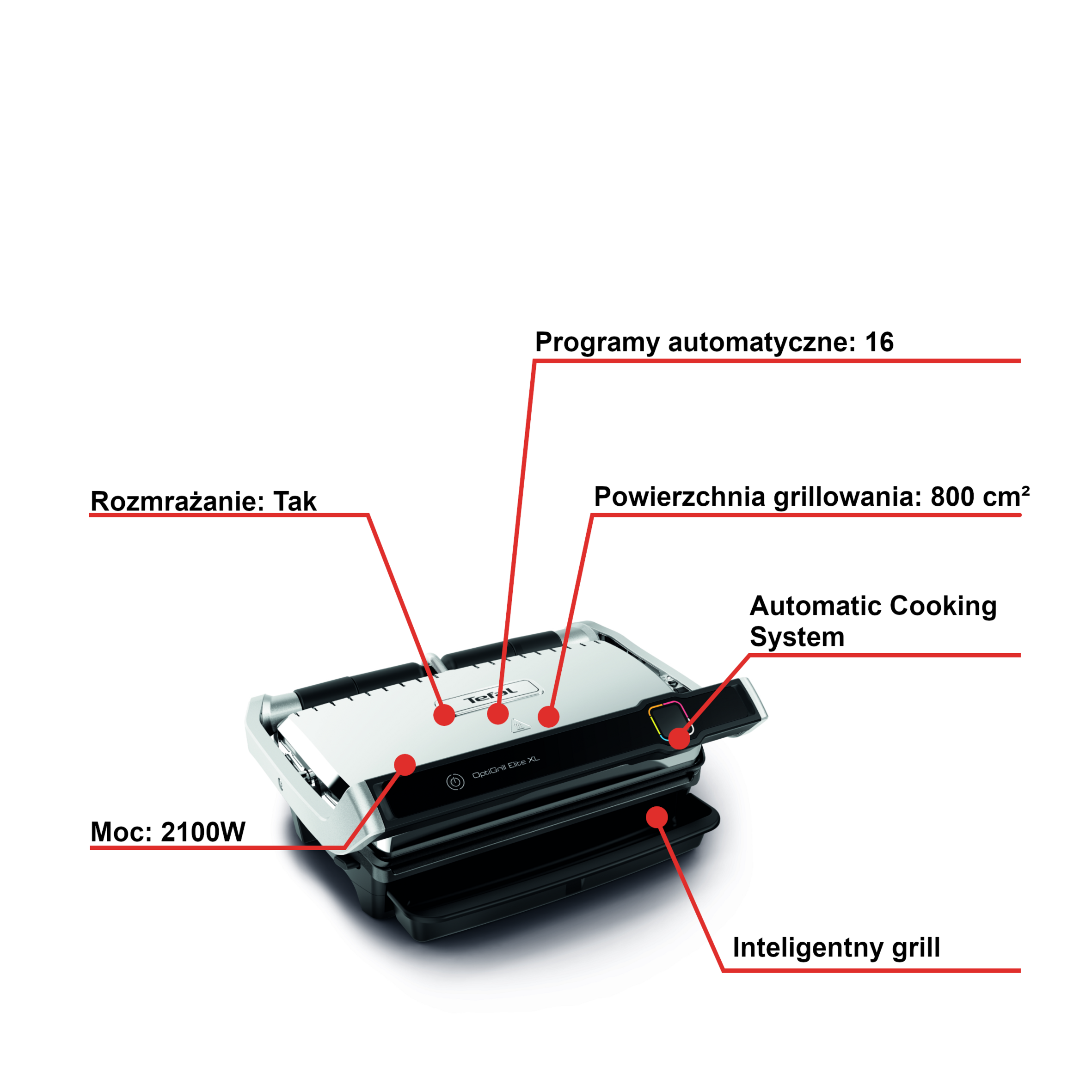 Grill elektryczny TEFAL OPTIGRILL ELITE XL GC760D