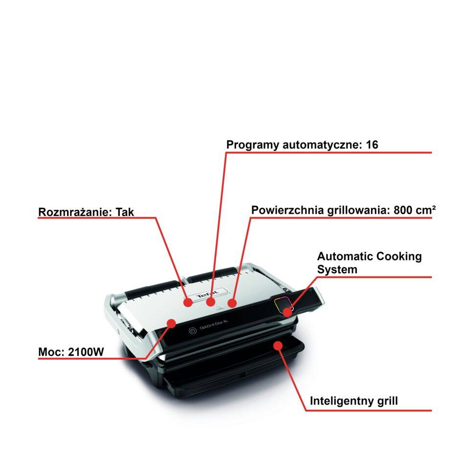 Grill elektryczny TEFAL OPTIGRILL ELITE XL GC760D