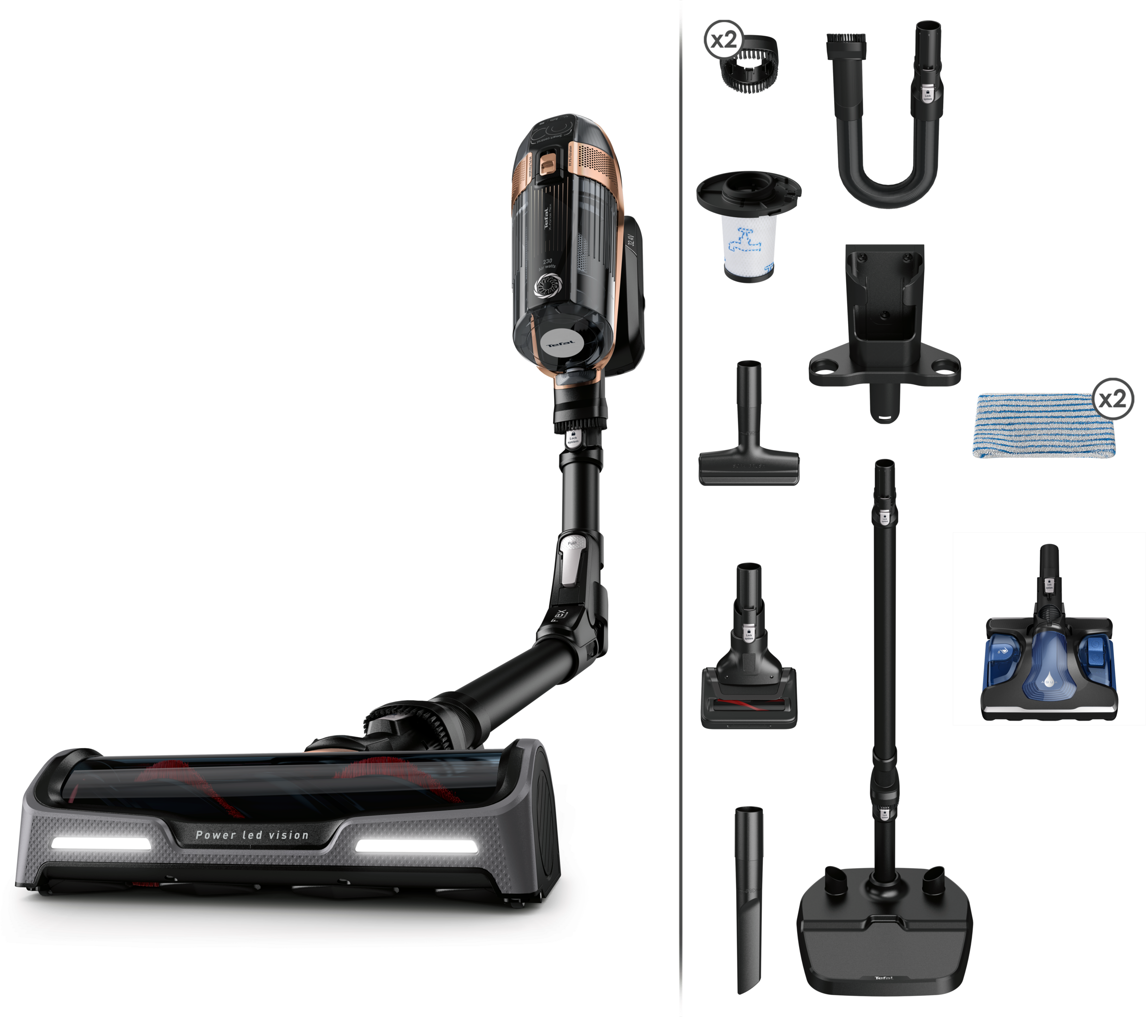 Odkurzacz bezprzewodowy, Tefal X-Force Flex 15.60, 230 AW, 80 min, mopowanie