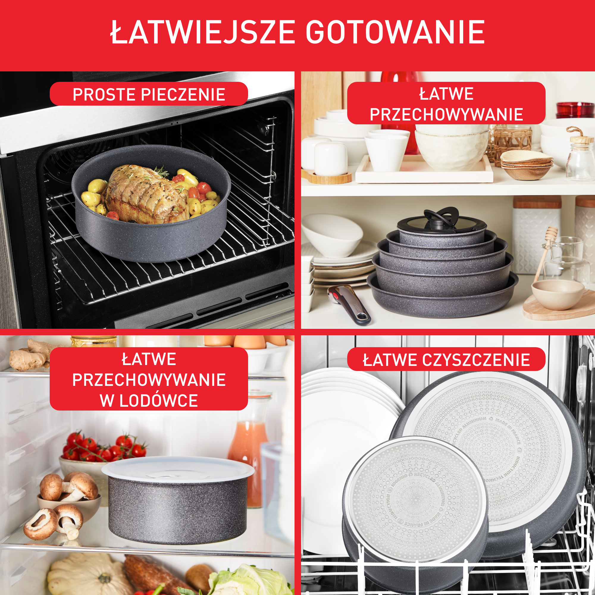 Zestaw patelni i garnków TEFAL NATURAL ON - 4 elementy