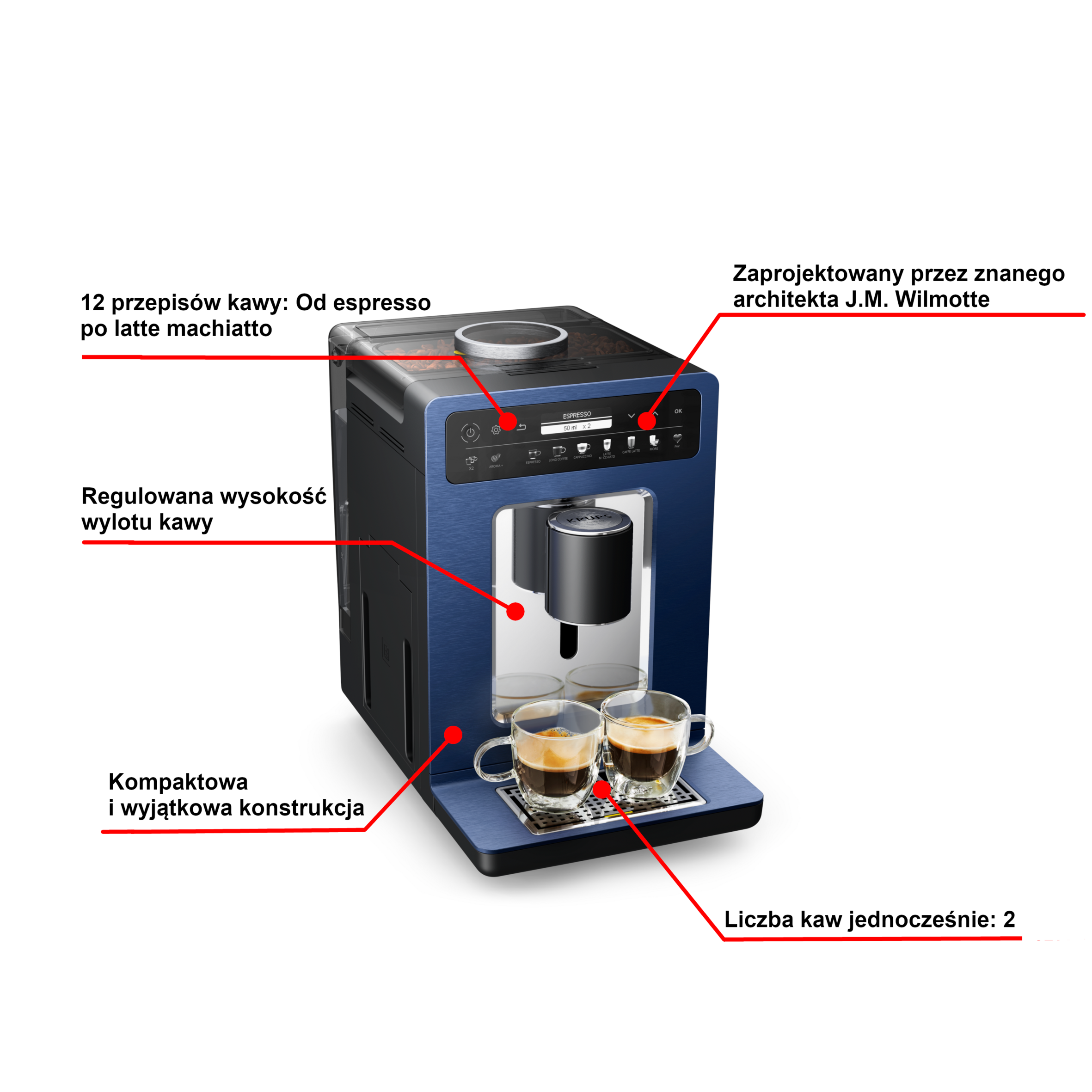 Ekspres do kawy automatyczny KRUPS Evidence Wilmotte EA89W4