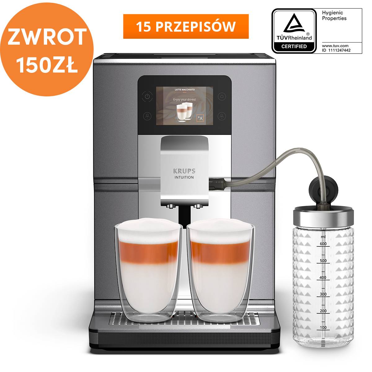 Ekspres do kawy automatyczny KRUPS INTUITION PREFERENCE+ EA875E (jasnoszary)