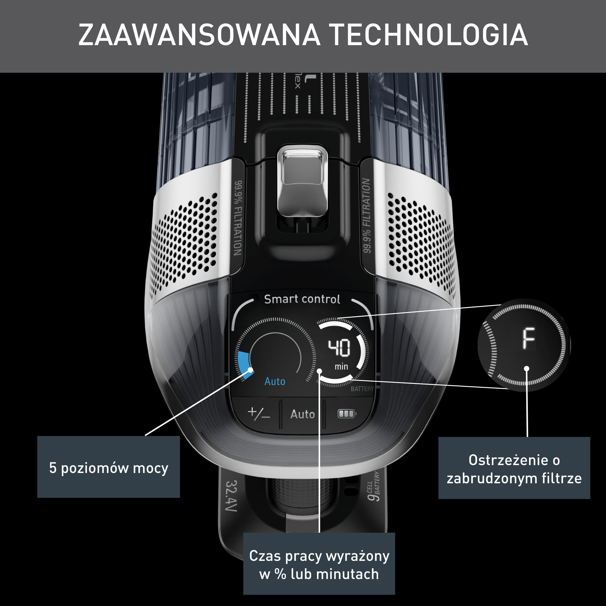Odkurzacz bezprzewodowy, Tefal X-Force Flex 14.60, 200 AW, 70 min, automatyczny