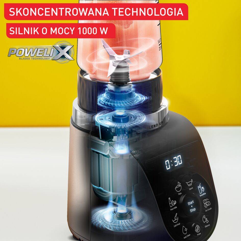 Blend Up, Wydajny mini blender, 1000 W, 8 automatycznych programów