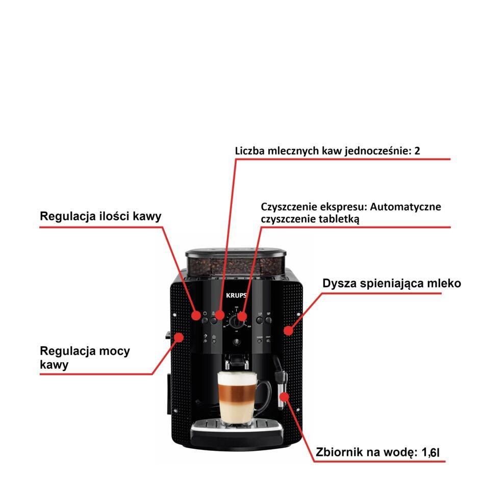 Ekspres ciśnieniowy do kawy KRUPS ESSENTIAL EA8108 (czarny)