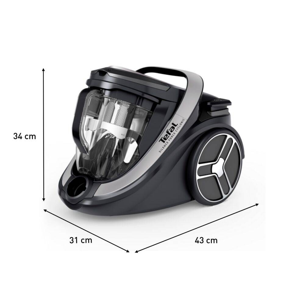 Tefal Silence Force Cyclonic Effitech, odkurzacz bezworkowy, 500 W, cichy, 2,5 l