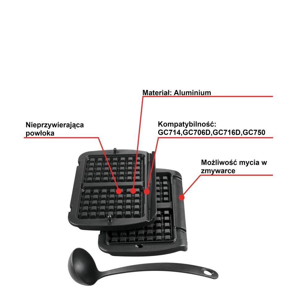 Płyty do gofrów z łyżką do Tefal Optigrill XA724810