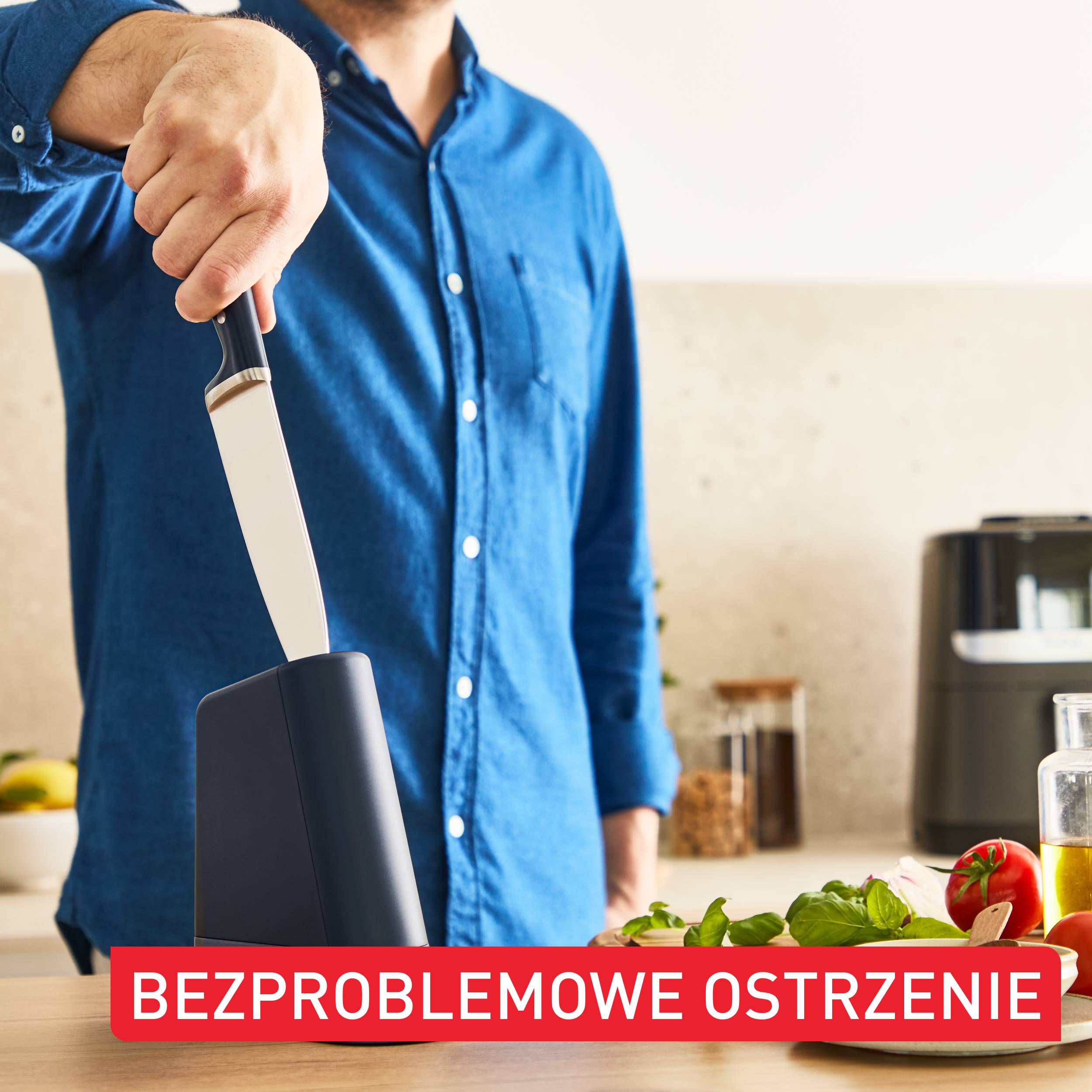 Nóż ze stali nierdzewnej TEFAL EVER SHARP K297S244 + blok + ostrzałka