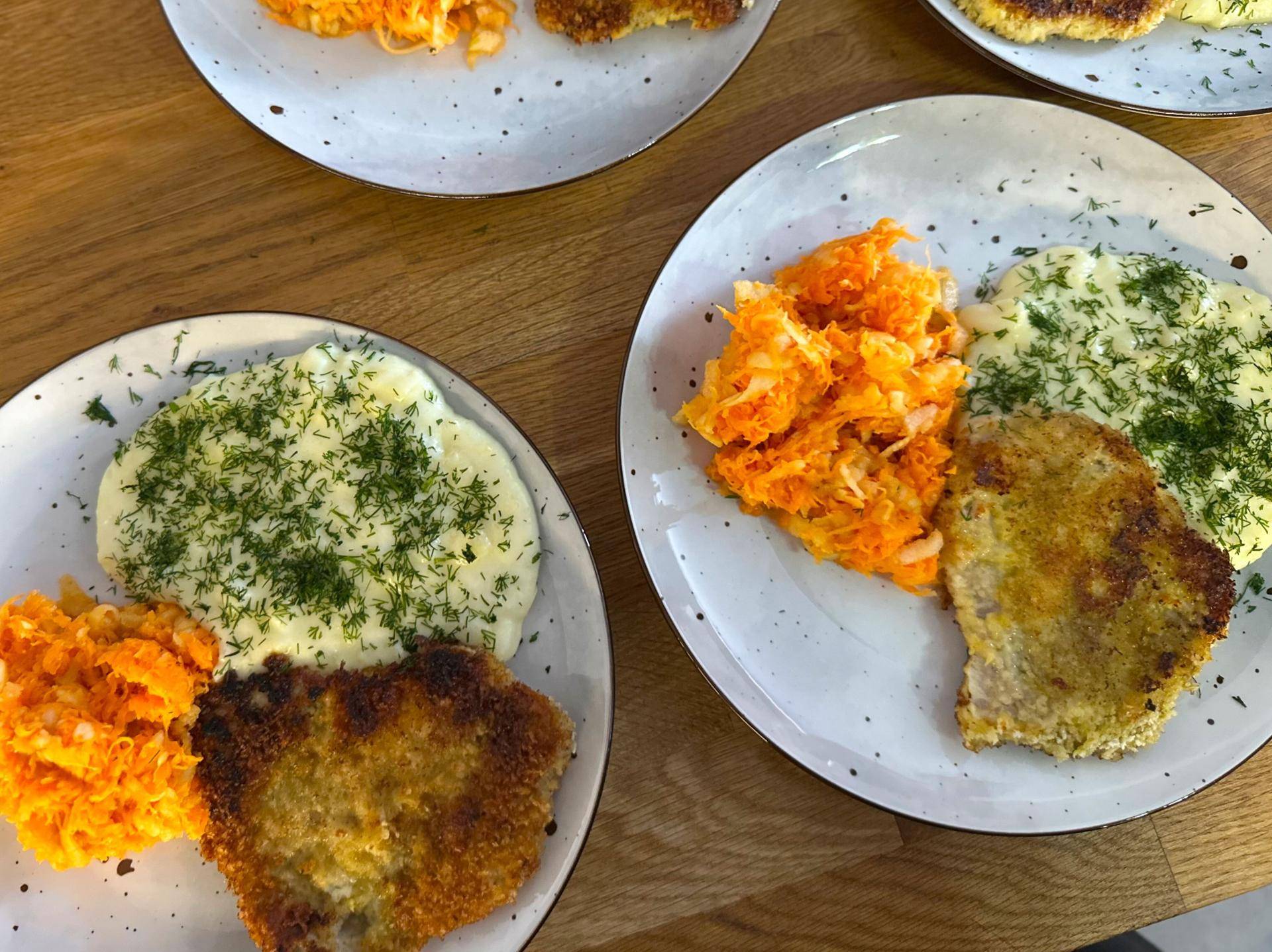 Schabowy w panko z puree i marchewką - przepisy Cook4Me | Tefal