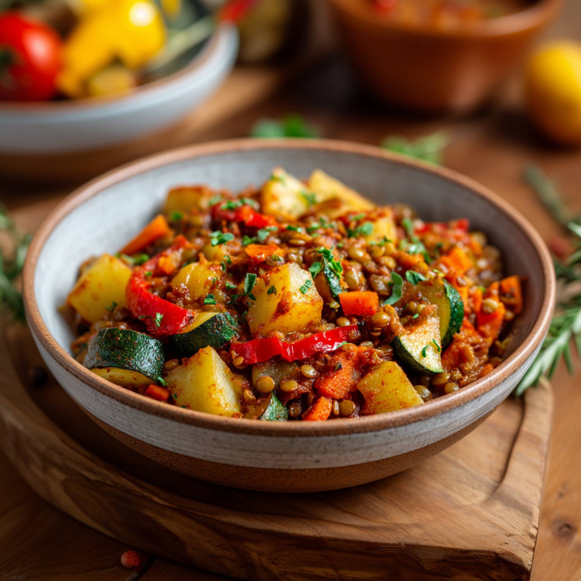 Ziemniaki z soczewicą i warzywami - przepisy Cook4Me | Tefal