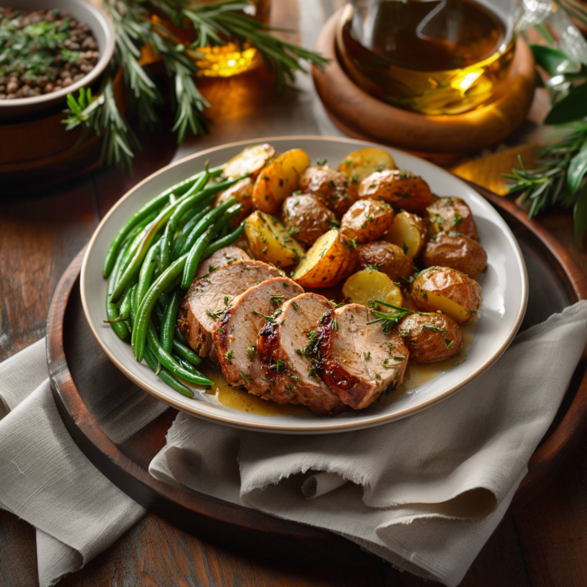 Polędwiczki wieprzowe z ziemniakami i fasolką - przepisy EASY FRY & GRILL 2 in 1 MECHANICAL | Tefal