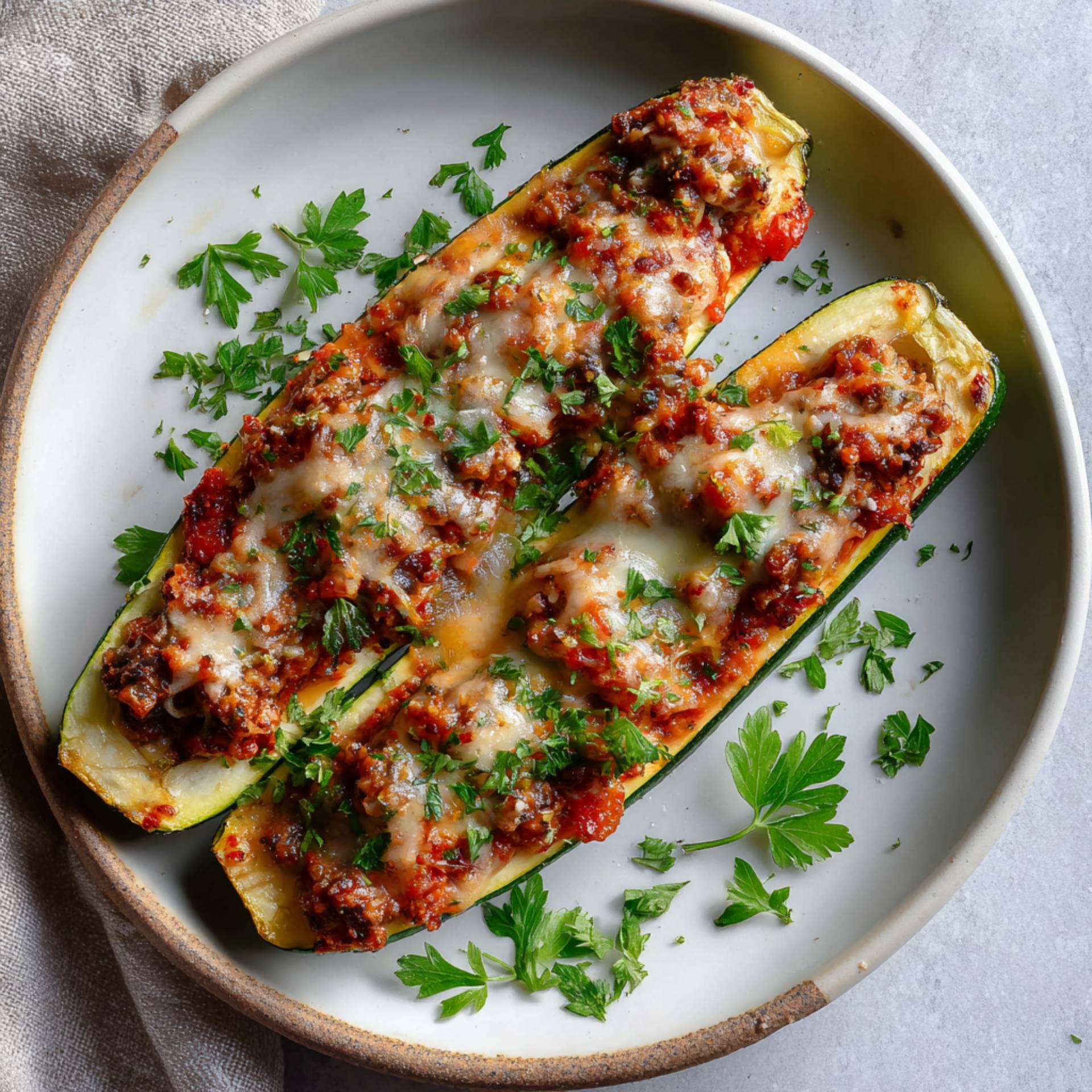 Faszerowana cukinia z mięsem mielonym - przepisy EASY FRY & GRILL 2 in 1 MECHANICAL | Tefal