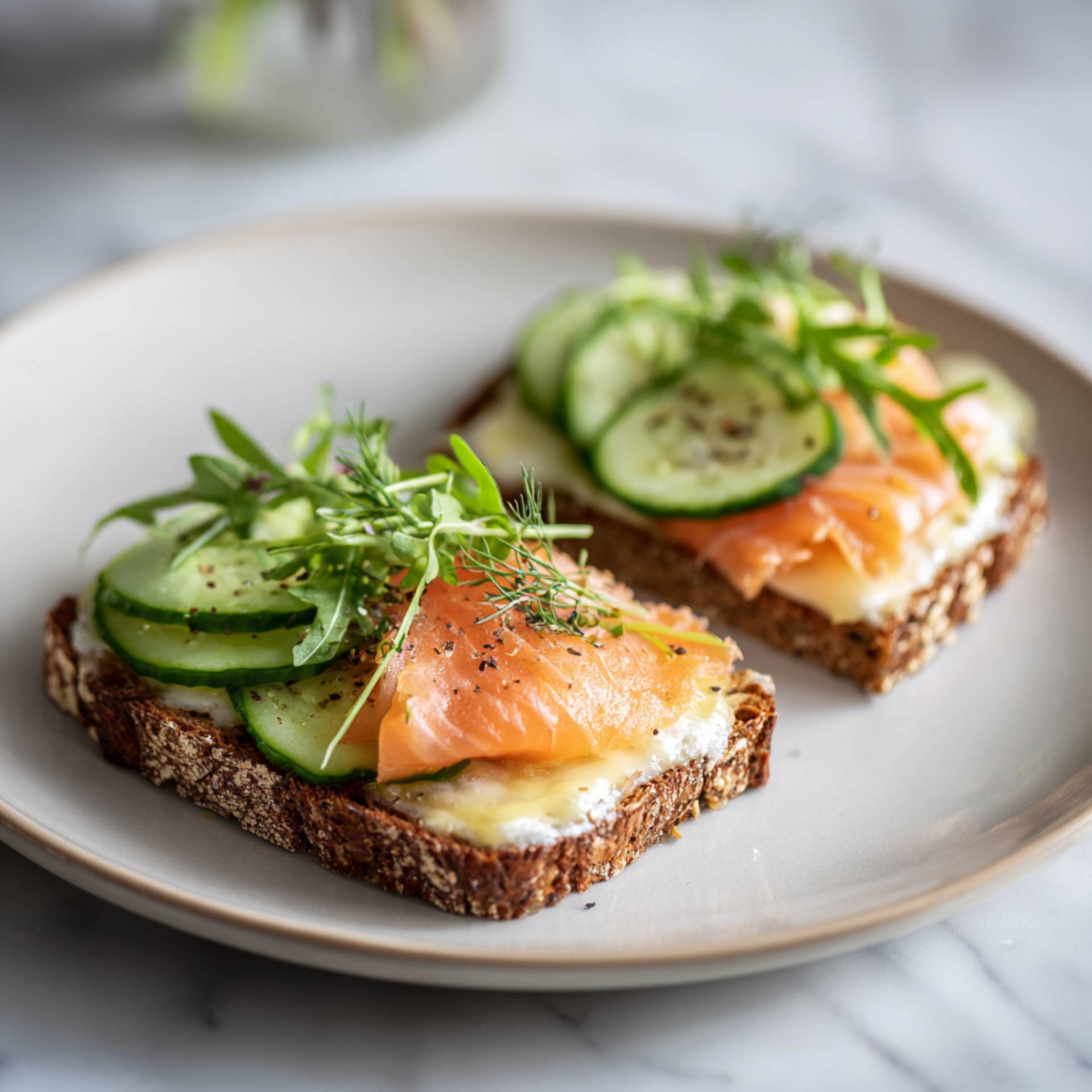 Tosty z mozzarellą, łososiem wędzonym i ogórkiem - przepisy EASY FRY & GRILL 2 in 1 MECHANICAL | Tefal