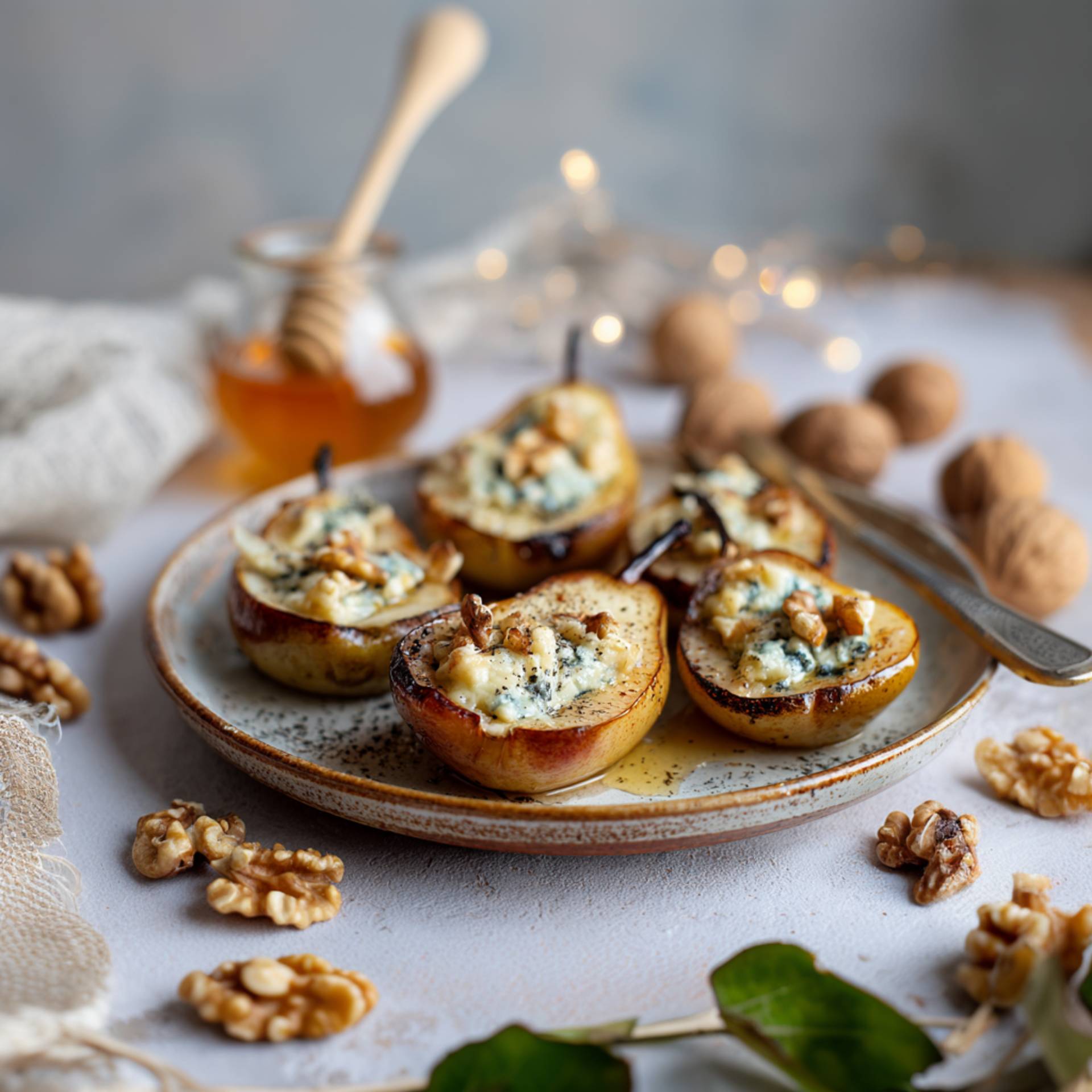 Pieczone gruszki z serem pleśniowym i orzechami - przepisy EASY FRY & GRILL 2 in 1 MECHANICAL | Tefal