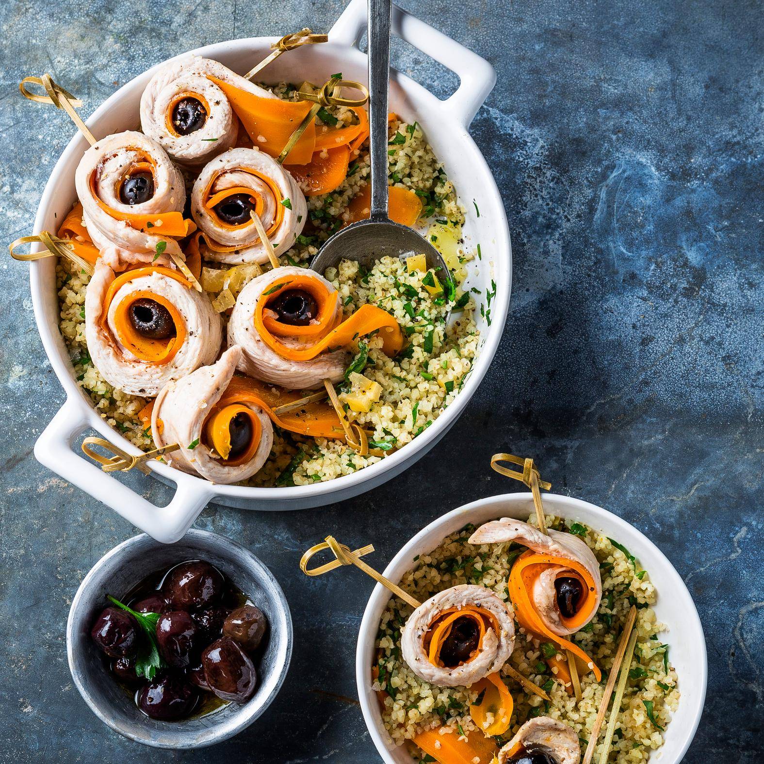 Indycze szaszłyki z marchewkami i kaszą bulgur - przepisy EASY FRY GRILL & STEAM 3 in 1 | Tefal