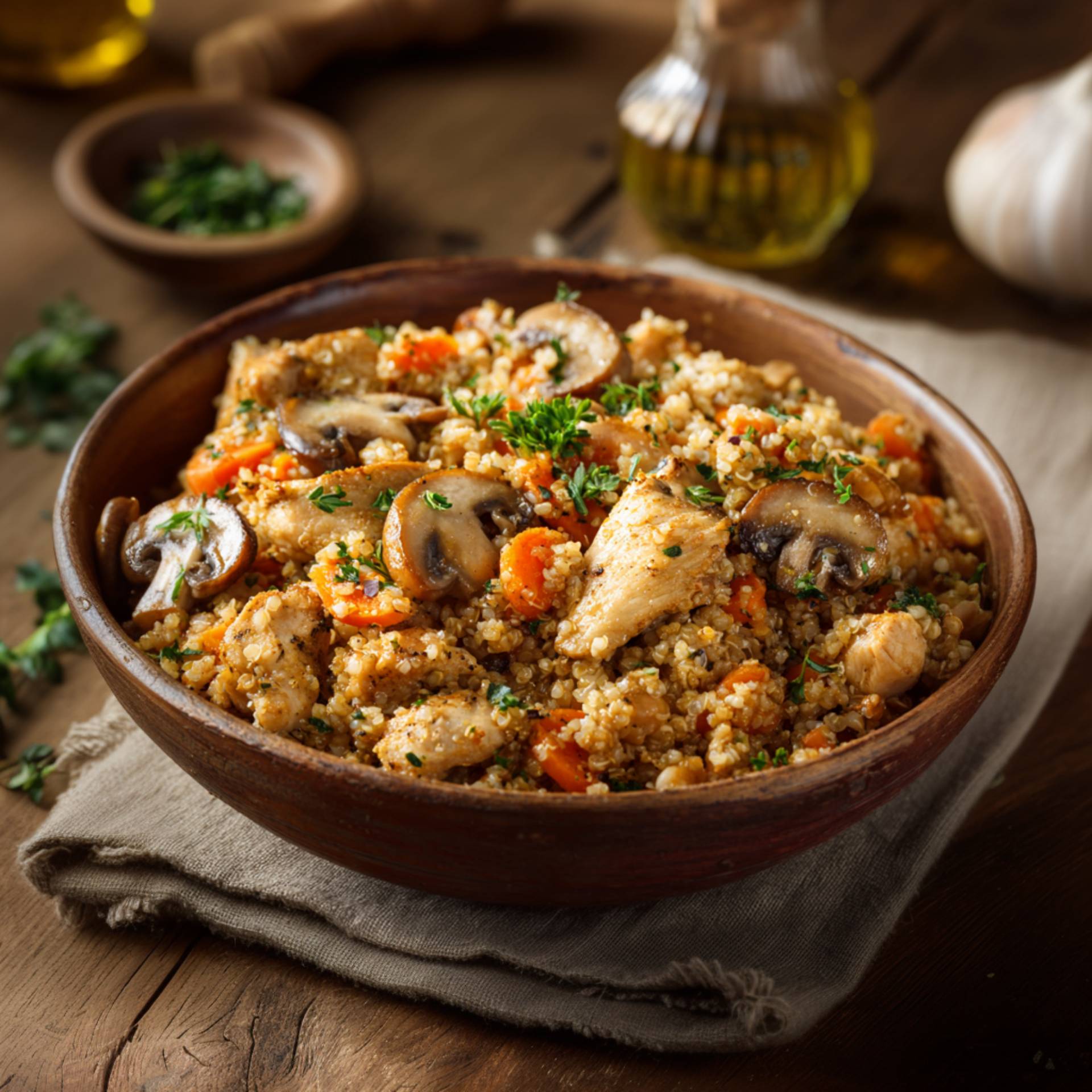 Bulgur z kurczakiem i pieczarkami - przepisy Cook4Me | Tefal