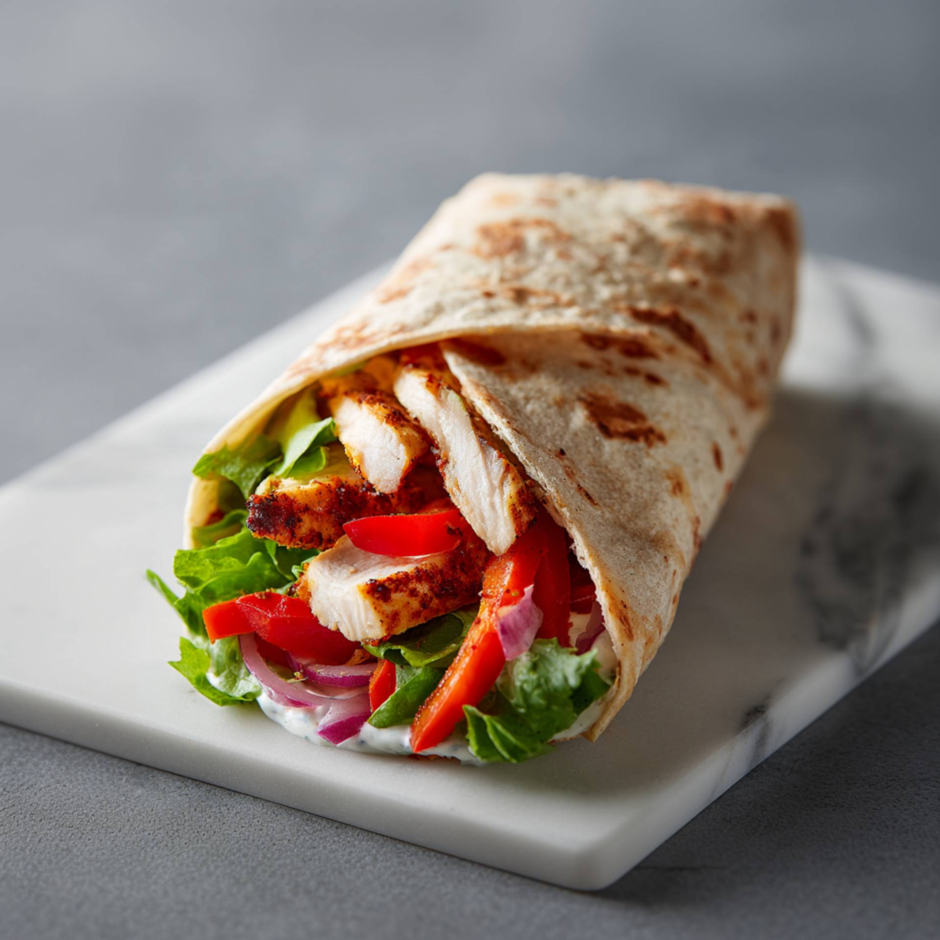 Wrap z grillowanym kurczakiem i warzywami - przepisy OptiGrill XL | Tefal