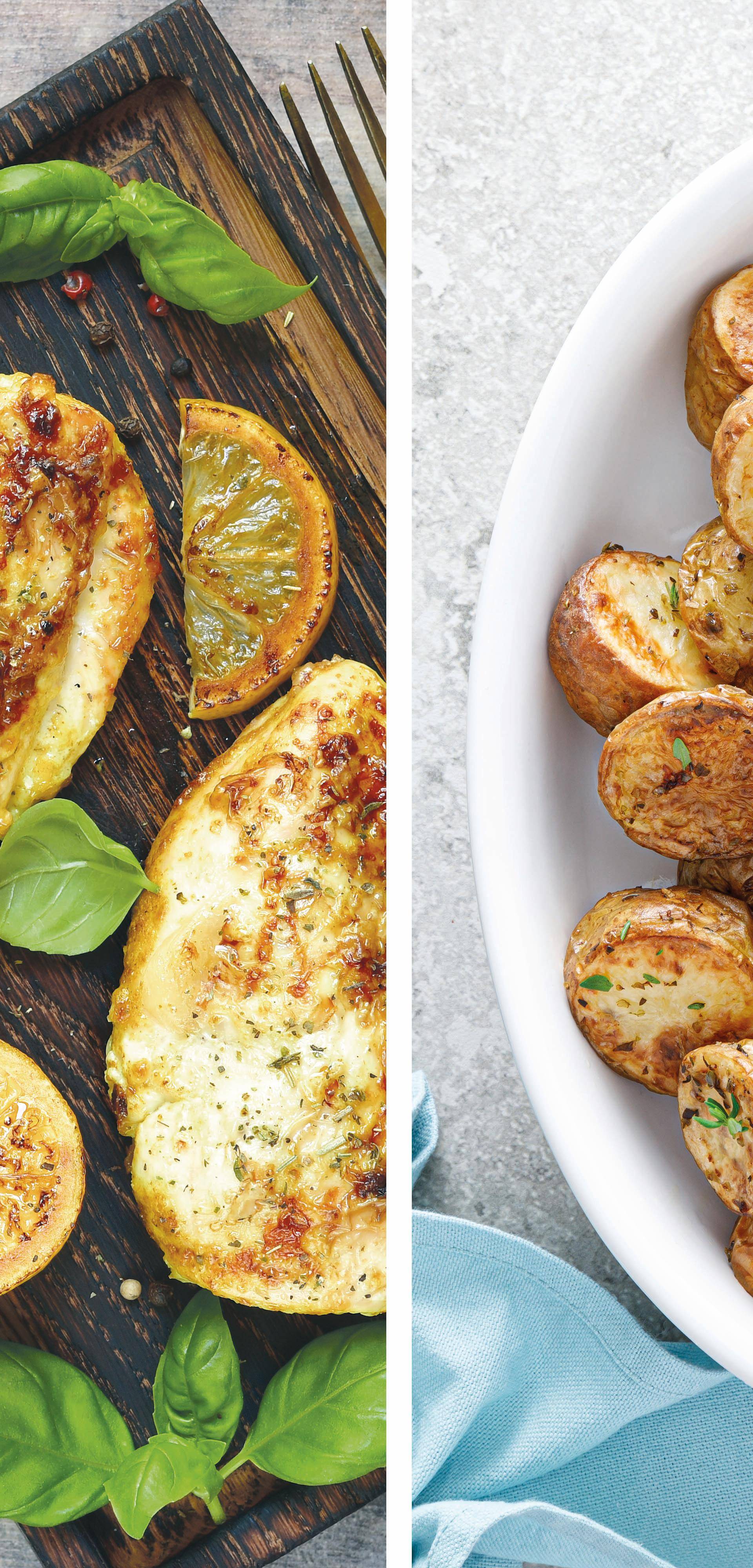 Kurczak grillowany w greckim stylu z ziemniakami cytrynowymi - przepisy Easy Fry XL Surface | Tefal