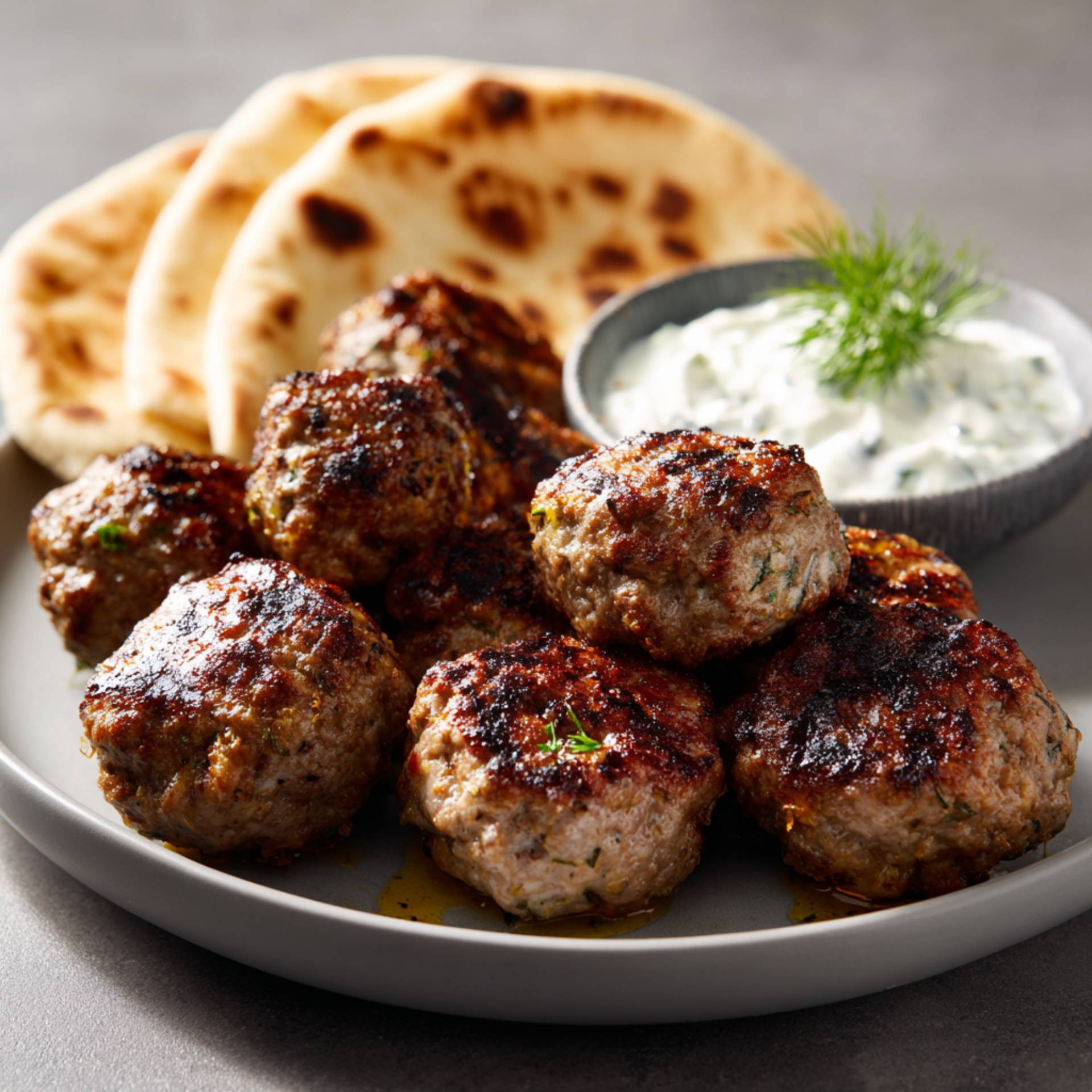 Grillowane klopsiki w stylu greckim z sosem tzatziki - przepisy OptiGrill XL | Tefal