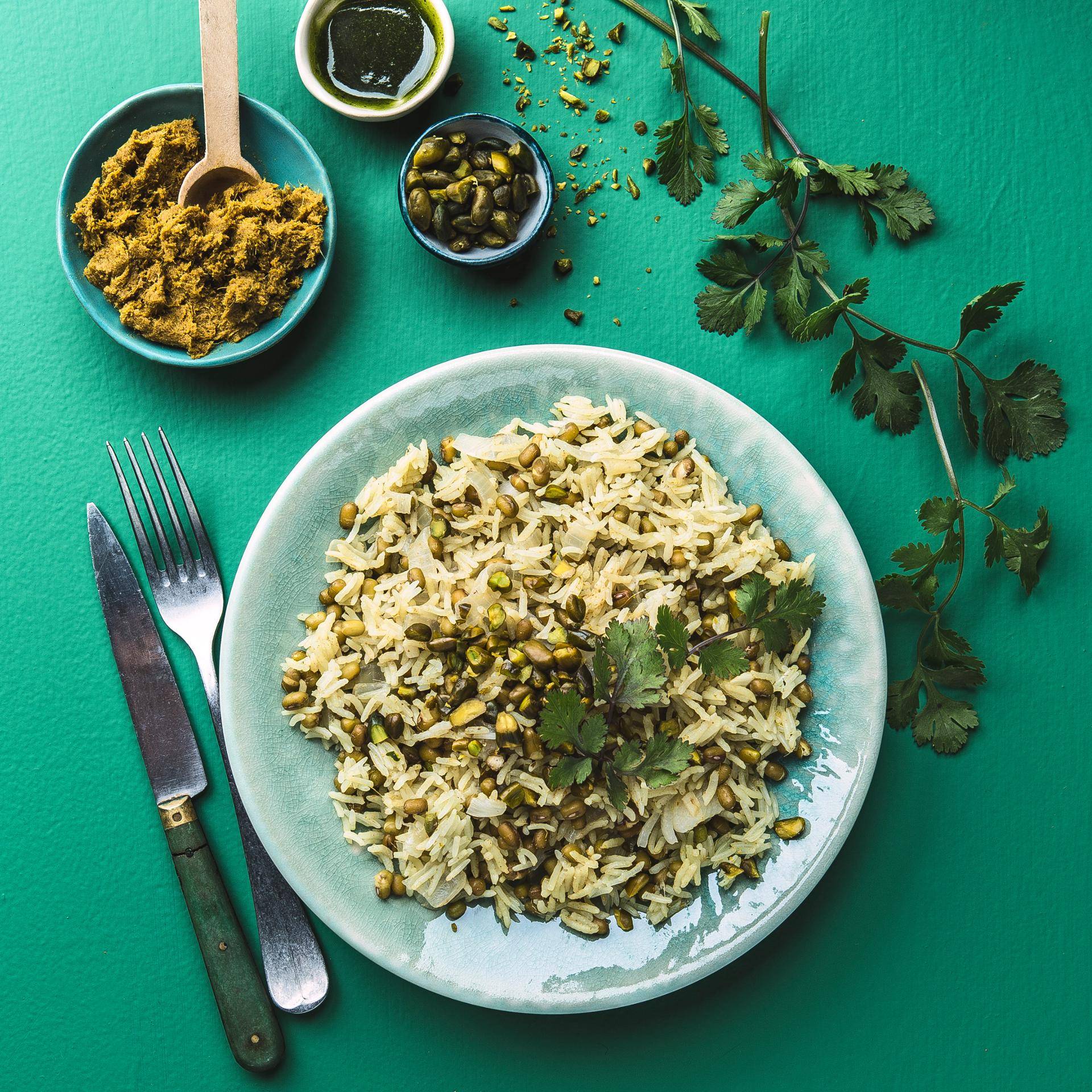Ryż z zielonym curry i fasolką mung - przepisy Cook4Me | Tefal
