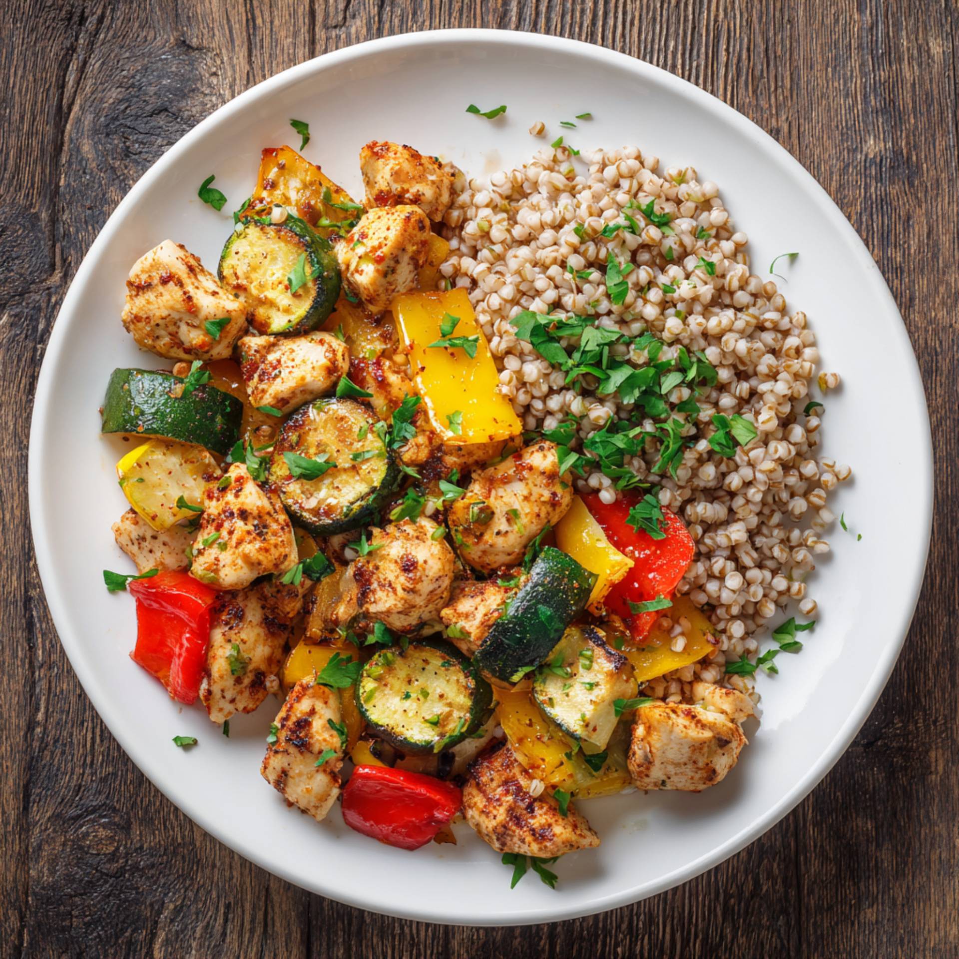 Kurczak z warzywami i kaszą gryczaną - przepisy EASY FRY & GRILL 2 in 1 MECHANICAL | Tefal