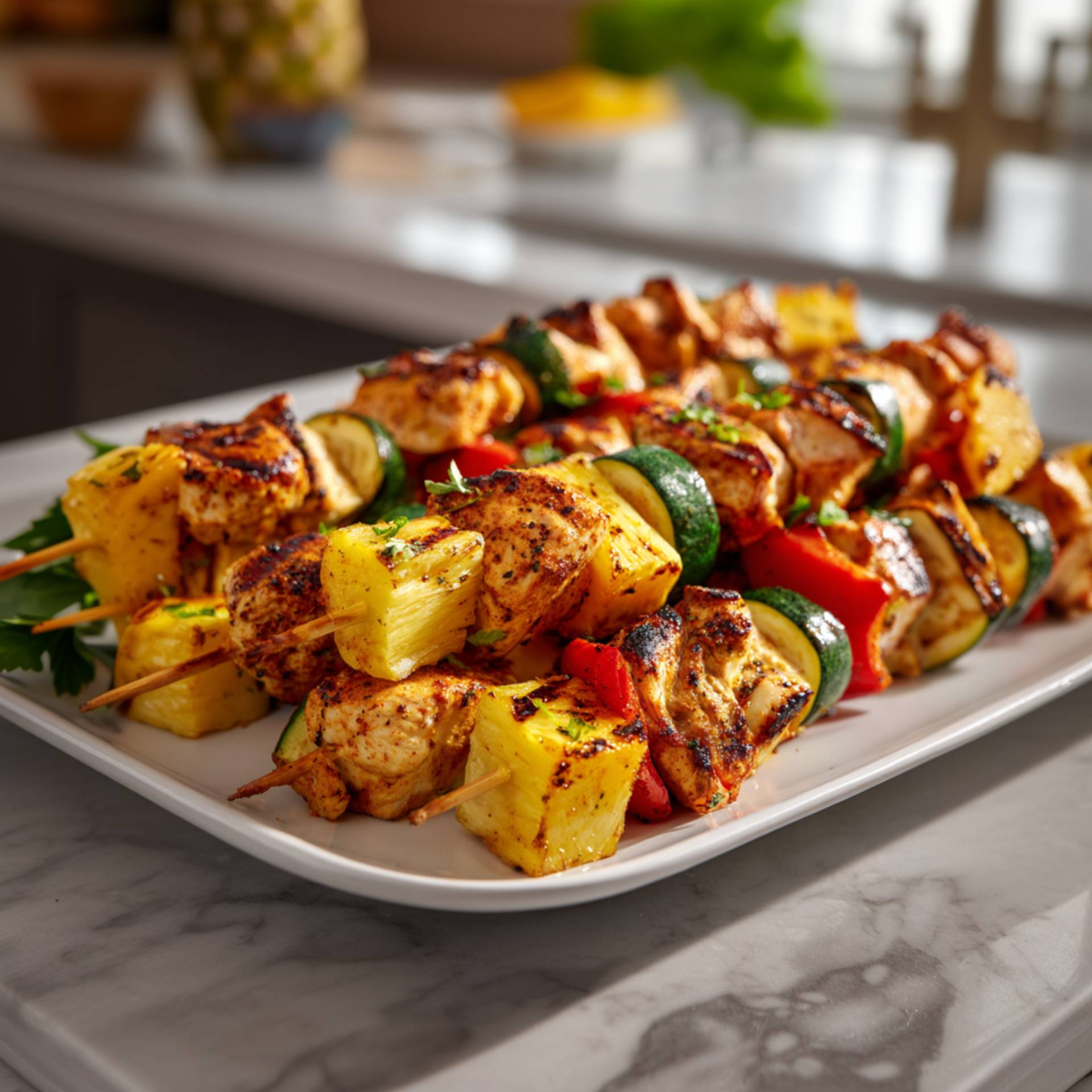 Szaszłyki z kurczaka i ananasa - przepisy OptiGrill XL | Tefal