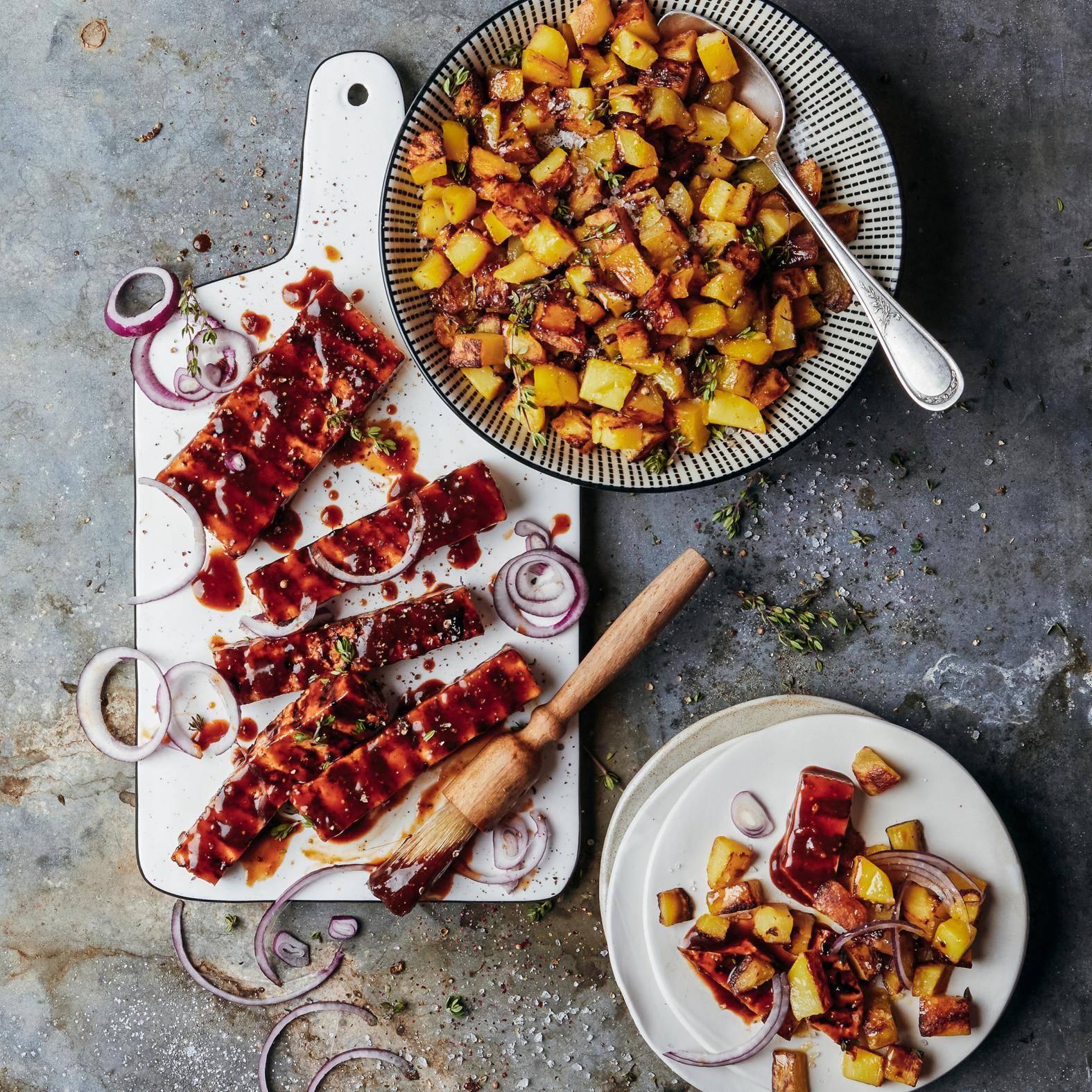 Żeberka z tofu z tymiankiem i frytkami - przepisy OptiGrill 2in1 | Tefal