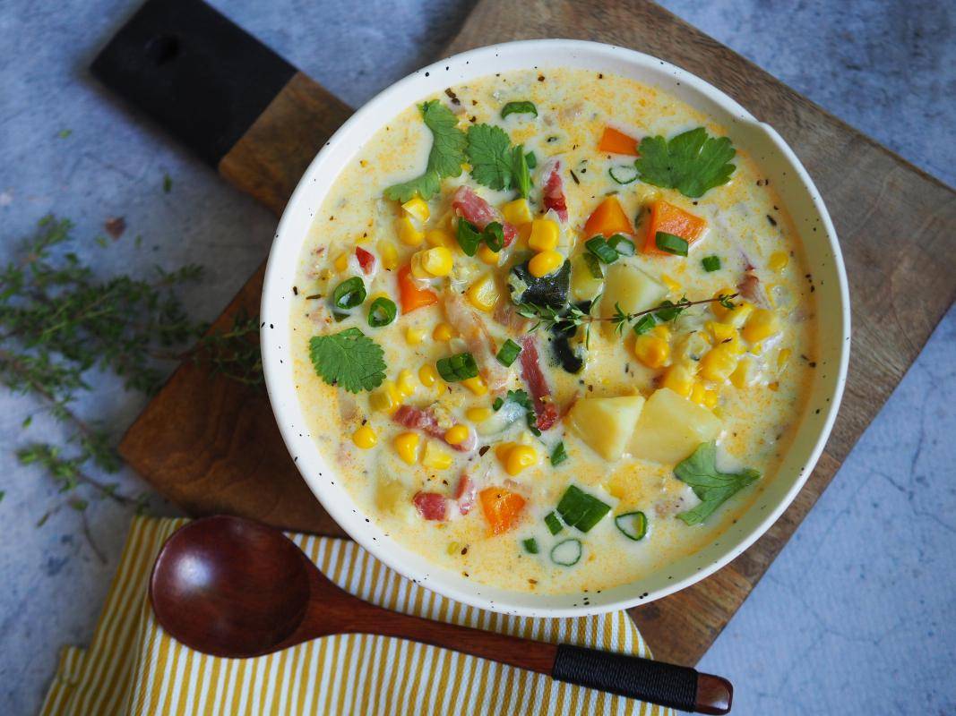 Chowder z kukurydzą wg Kiszki - przepisy Cook4Me | Tefal